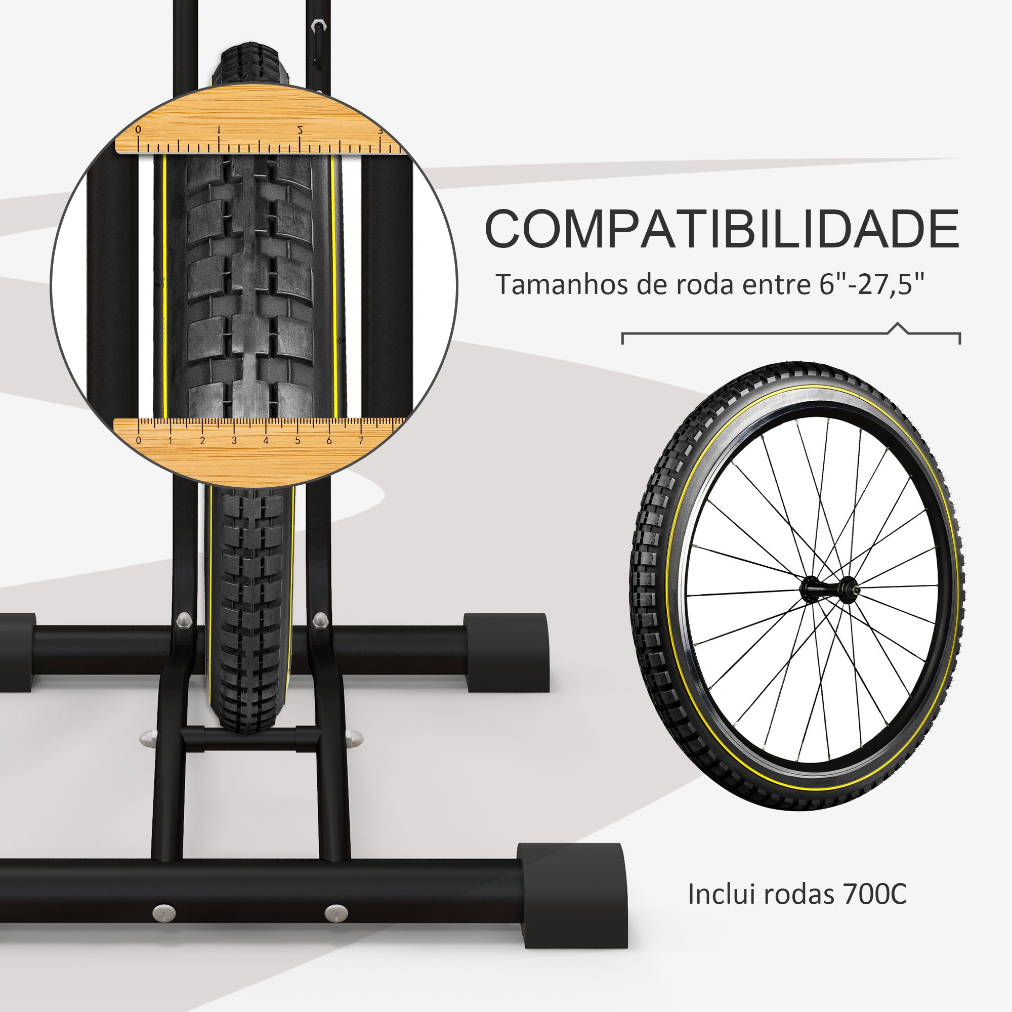 Suporte para Bicicletas de Chão Preto 45x44x118 cm