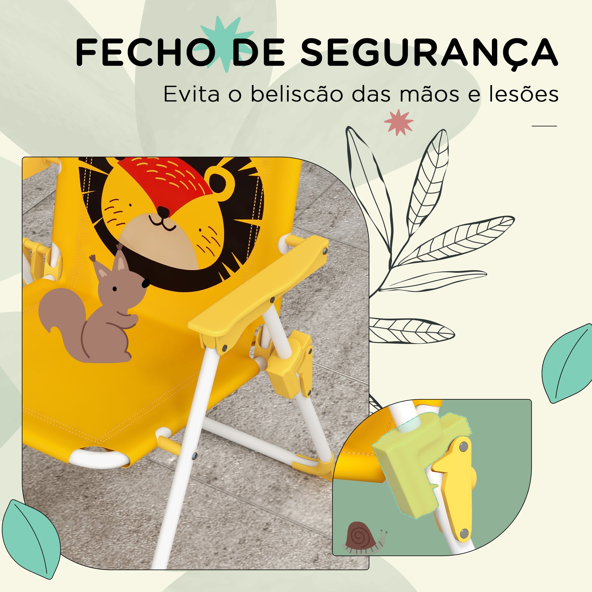 Conjunto Infantil de Mesa e Cadeiras de Exterior Amarelo - 100x100x122 cm