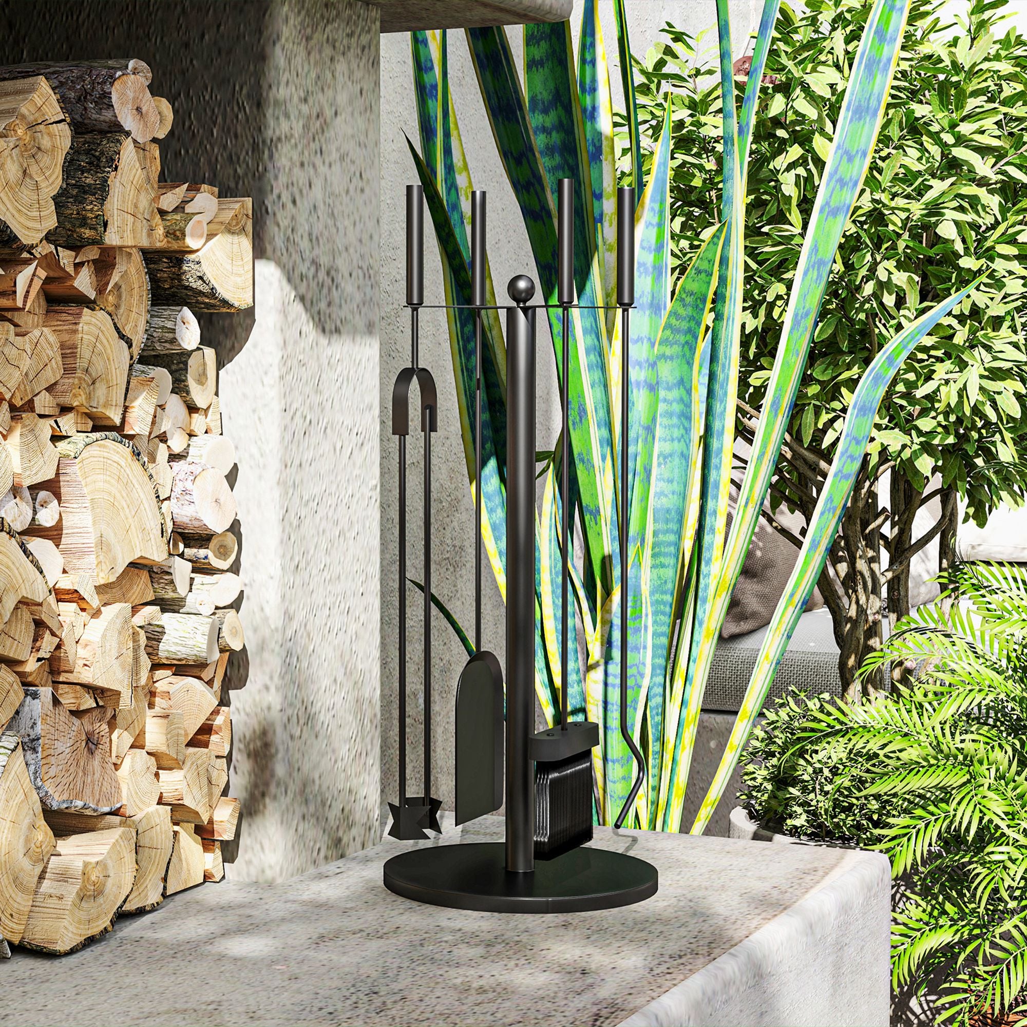 Conjunto de Ferramentas para Lareira – Ø25x54 cm – Preto – Metal