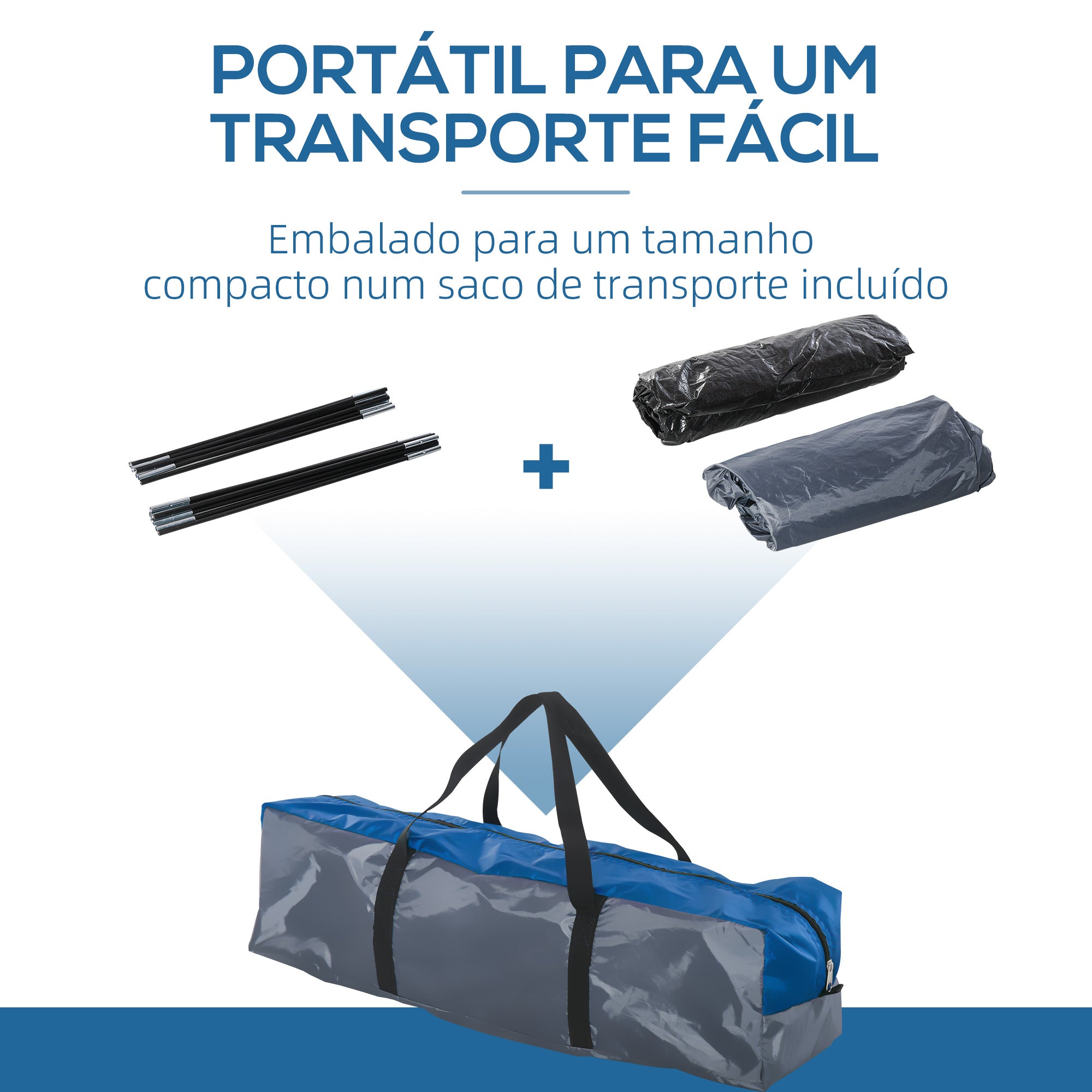 Tenda de Campismo para 2-3 Pessoas 300x250x130 cm Cinza e Azul