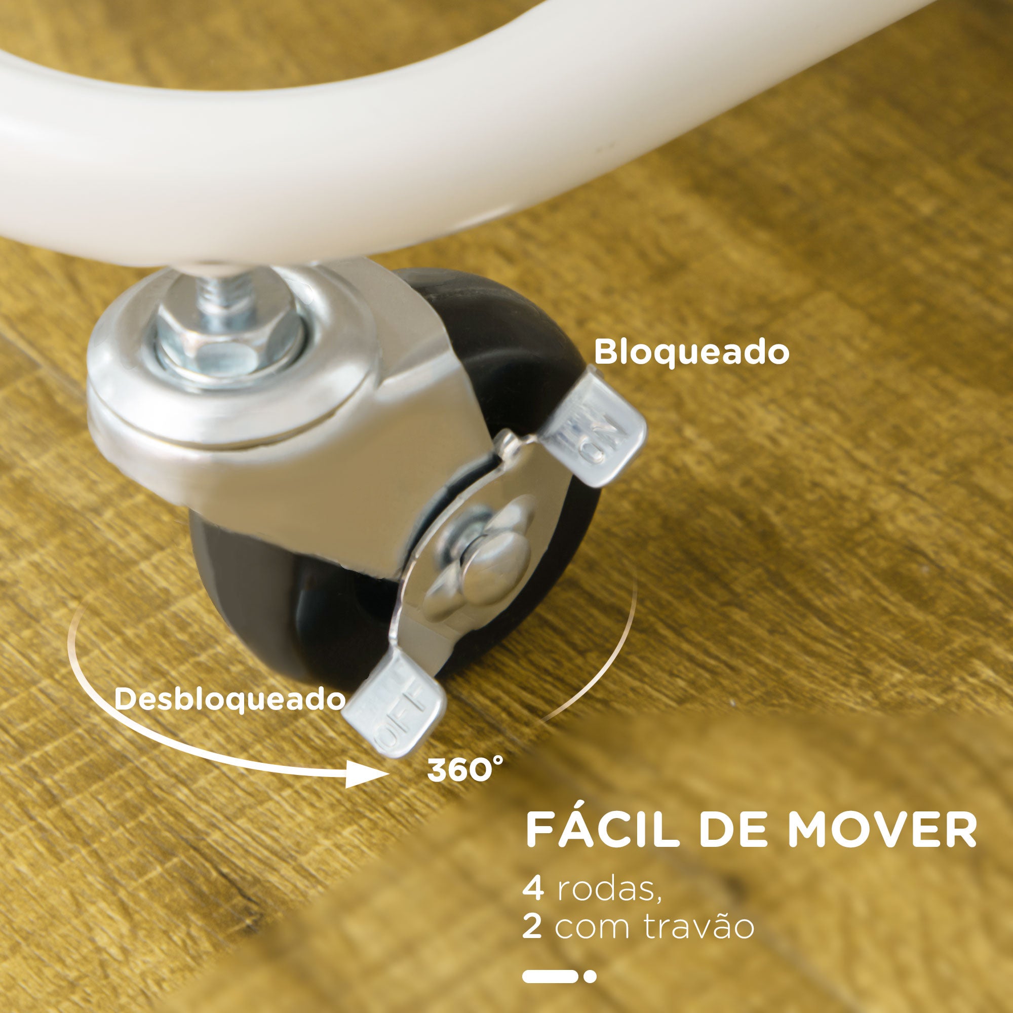 Carrinho de Cozinha de Aço – 42x38x86,5 cm – Branco