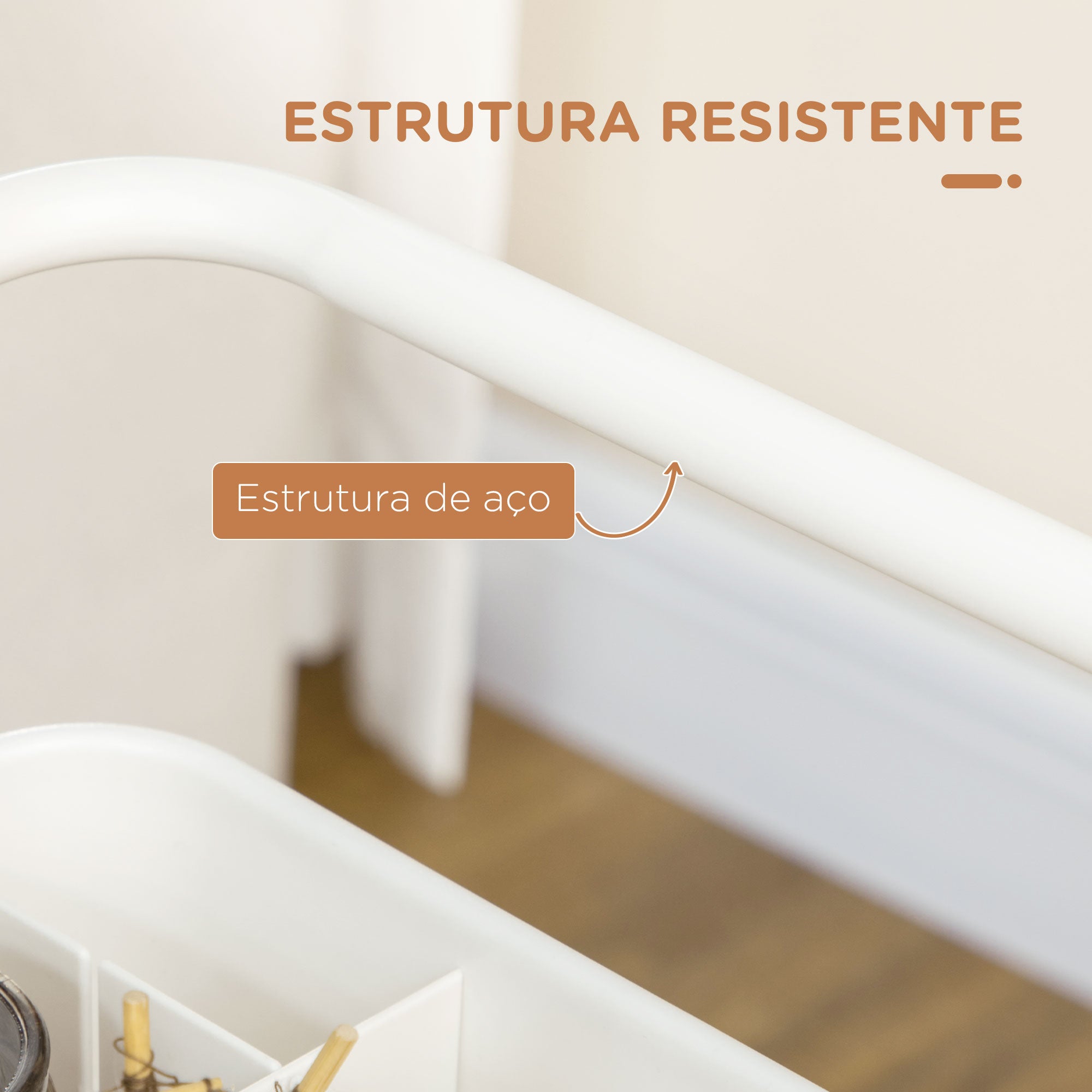 Carrinho de Cozinha de Aço – 42x38x86,5 cm – Branco