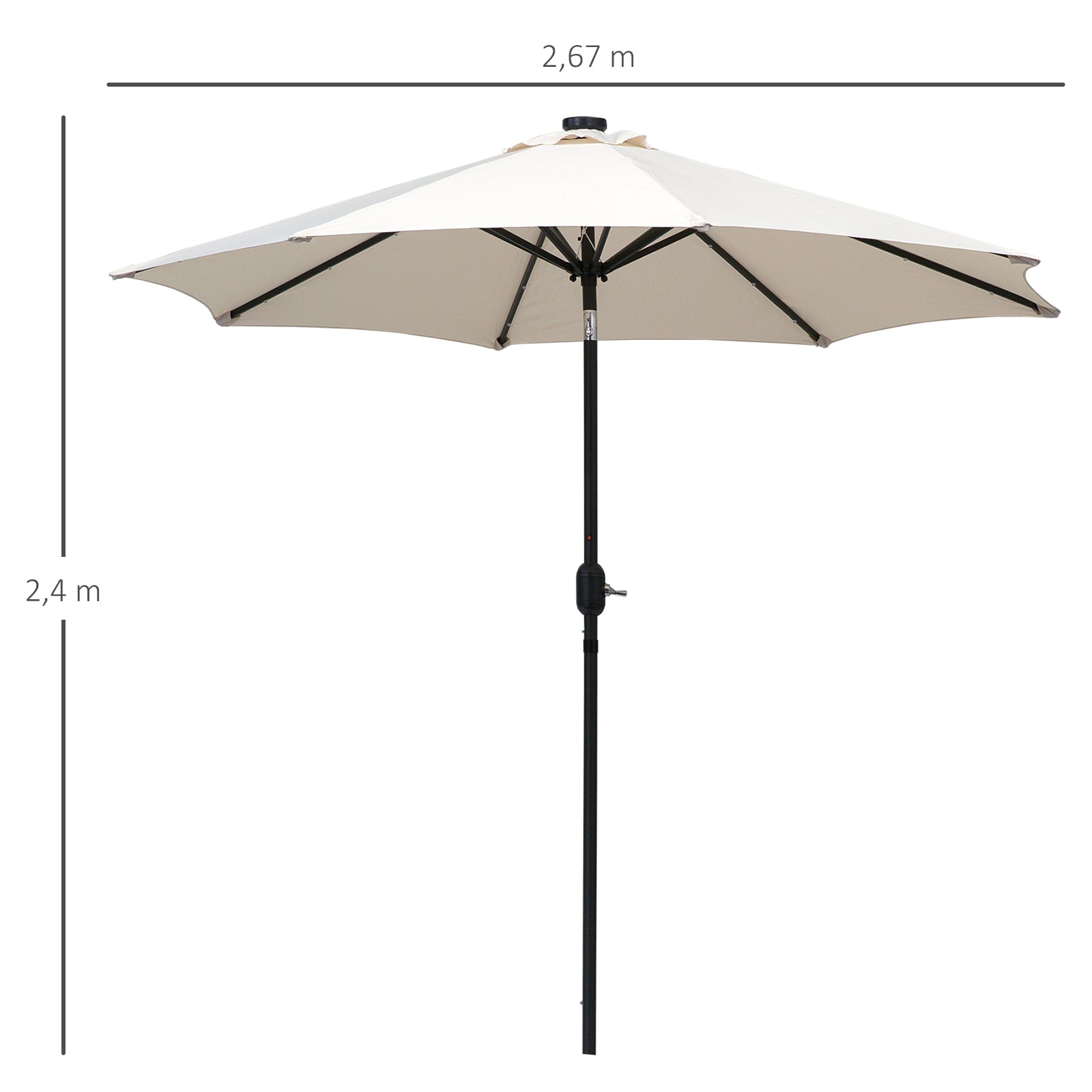 Chapéu de Sol de Jardim – Ø270x240cm – Bege – Metal e Poliéster