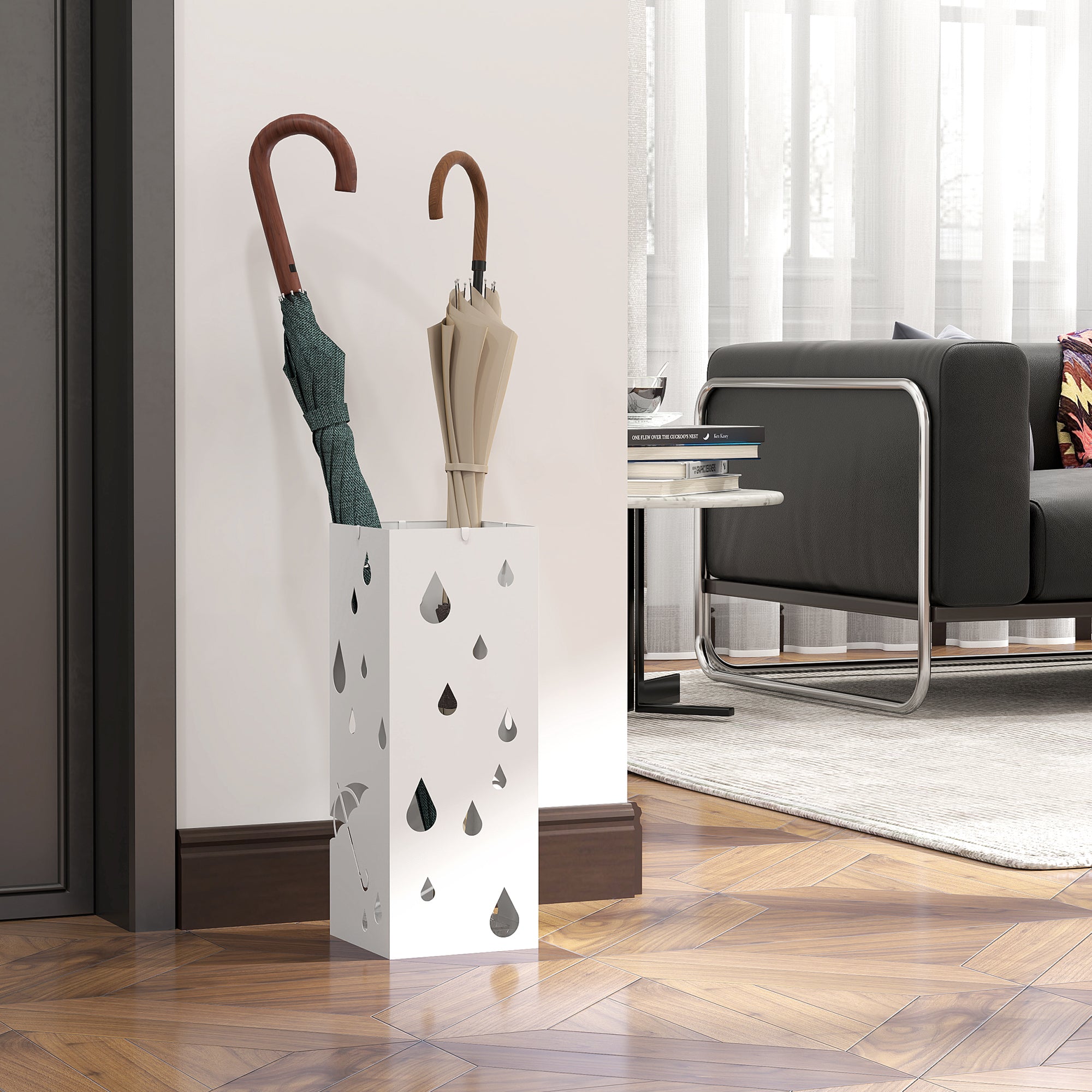 Suporte para Guarda-Chuvas – 15,5x15,5x41 cm – Branco – Aço galvanizado