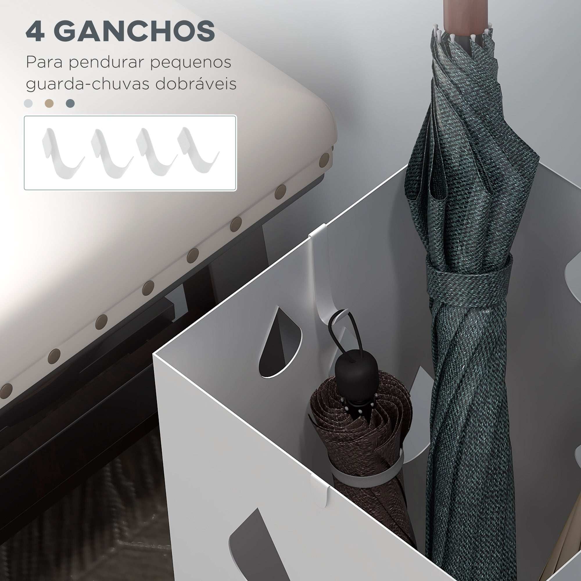 Suporte para Guarda-Chuvas – 15,5x15,5x41 cm – Branco – Aço galvanizado