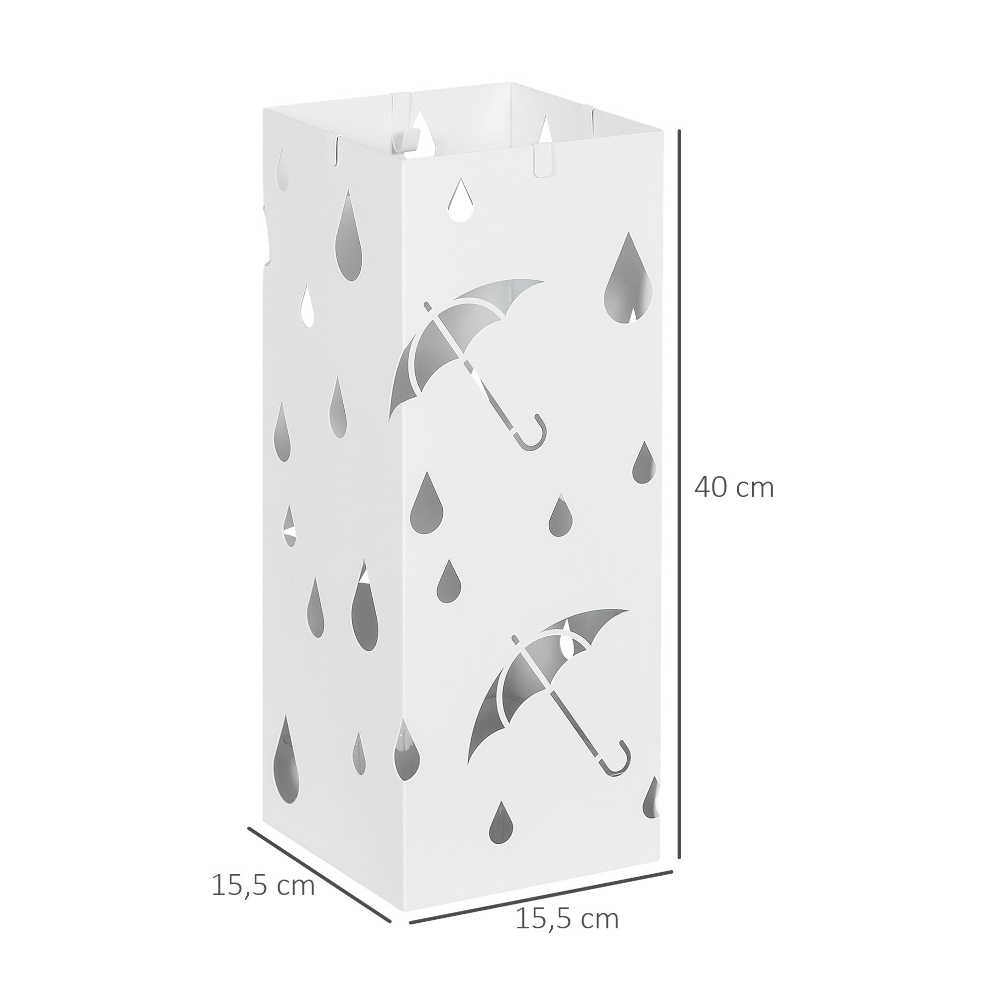 Suporte para Guarda-Chuvas – 15,5x15,5x41 cm – Branco – Aço galvanizado