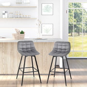 Bancos de Bar Acolchoados – 45x47x88 cm – Cinza – Poliéster e metal
