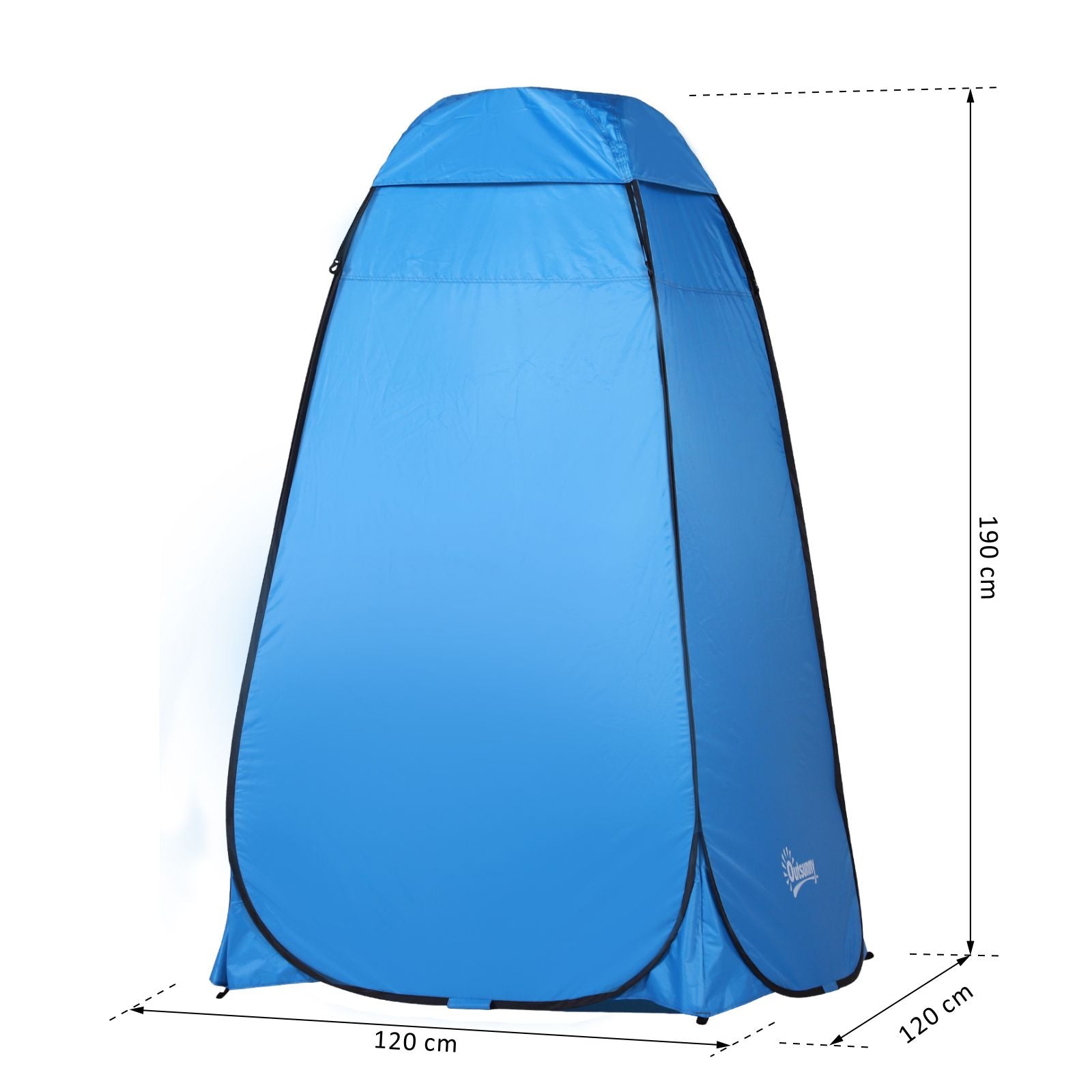 Tenda de Privacidade Portátil – 120x120x190 cm – Azul – Poliéster, Tecido Oxford e Metal