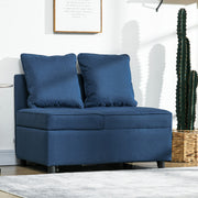 Sofá Cama 3 em 1 – 65x98x69 cm – Azul – Madeira e Tecido de Poliéster