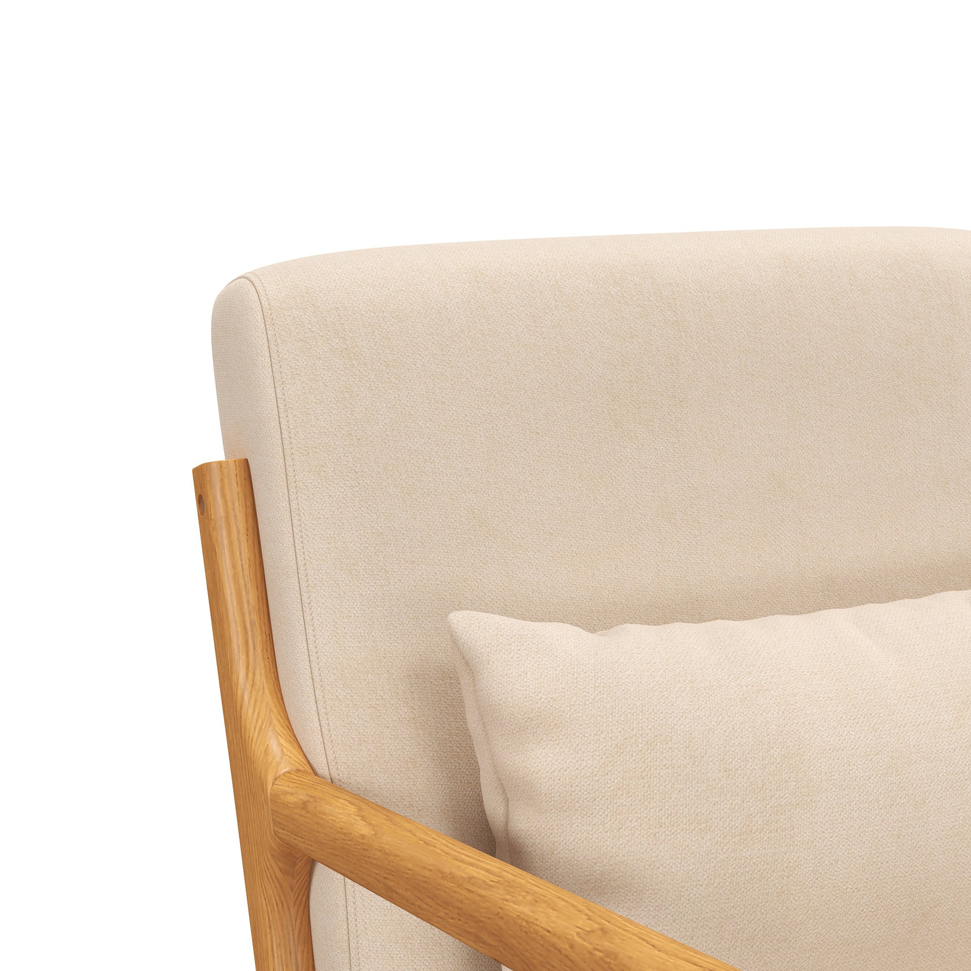 Poltrona Individual Acolchoada – 61x78x76 cm – Cor Bege – Madeira de Borracha
