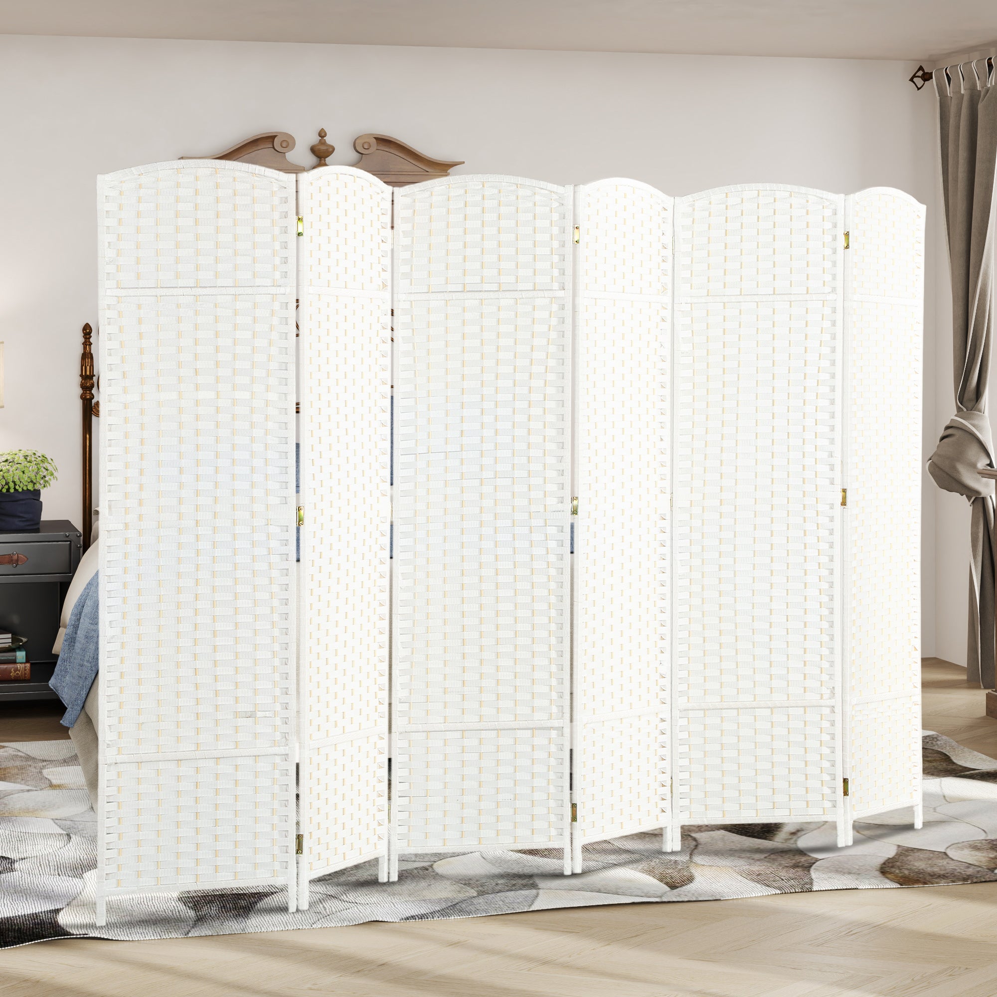 Biombo de 6 Painéis Dobrável 240x170 cm - Cor Branco