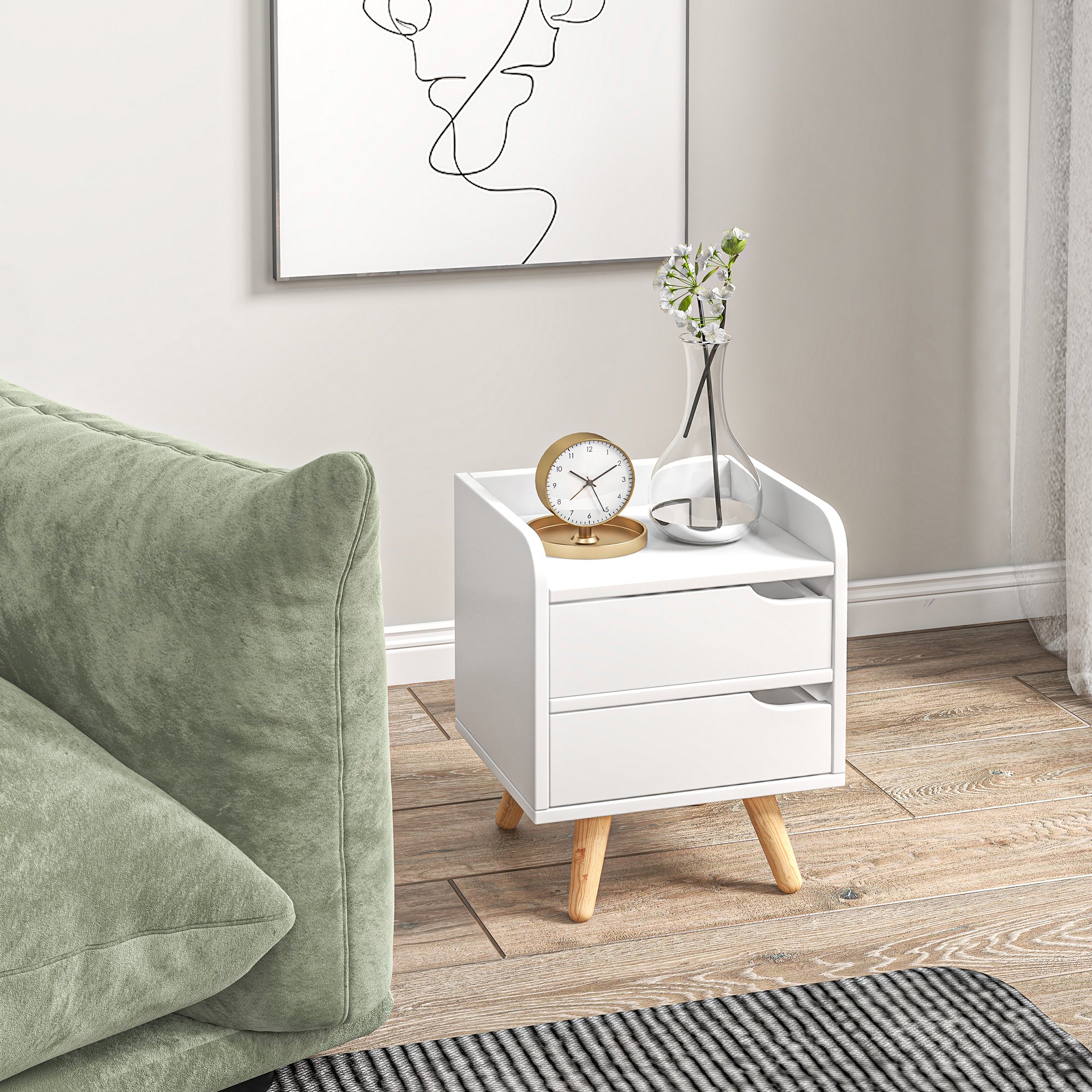 Mesa Lateral de Cabeceira Multiuso 33x28x42cm Branco