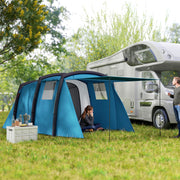 Tenda de Campismo Inflável Tipo Túnel para 3-4 Pessoas - Azul 440x280x195 cm