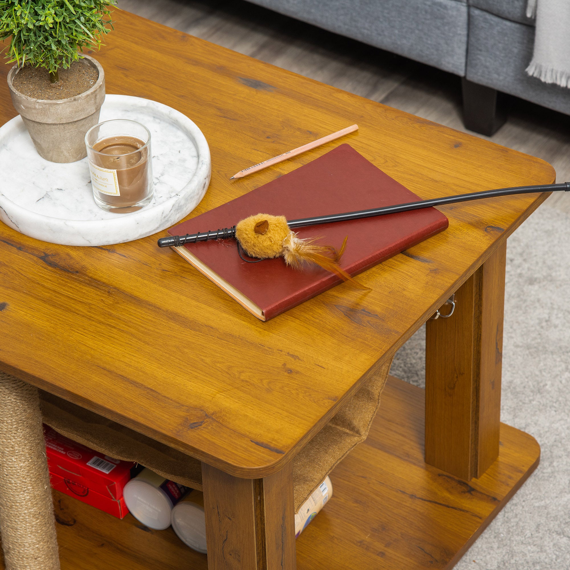 Mesa Auxiliar Multifuncional 79x59x45.5 cm - Castanho Rústico