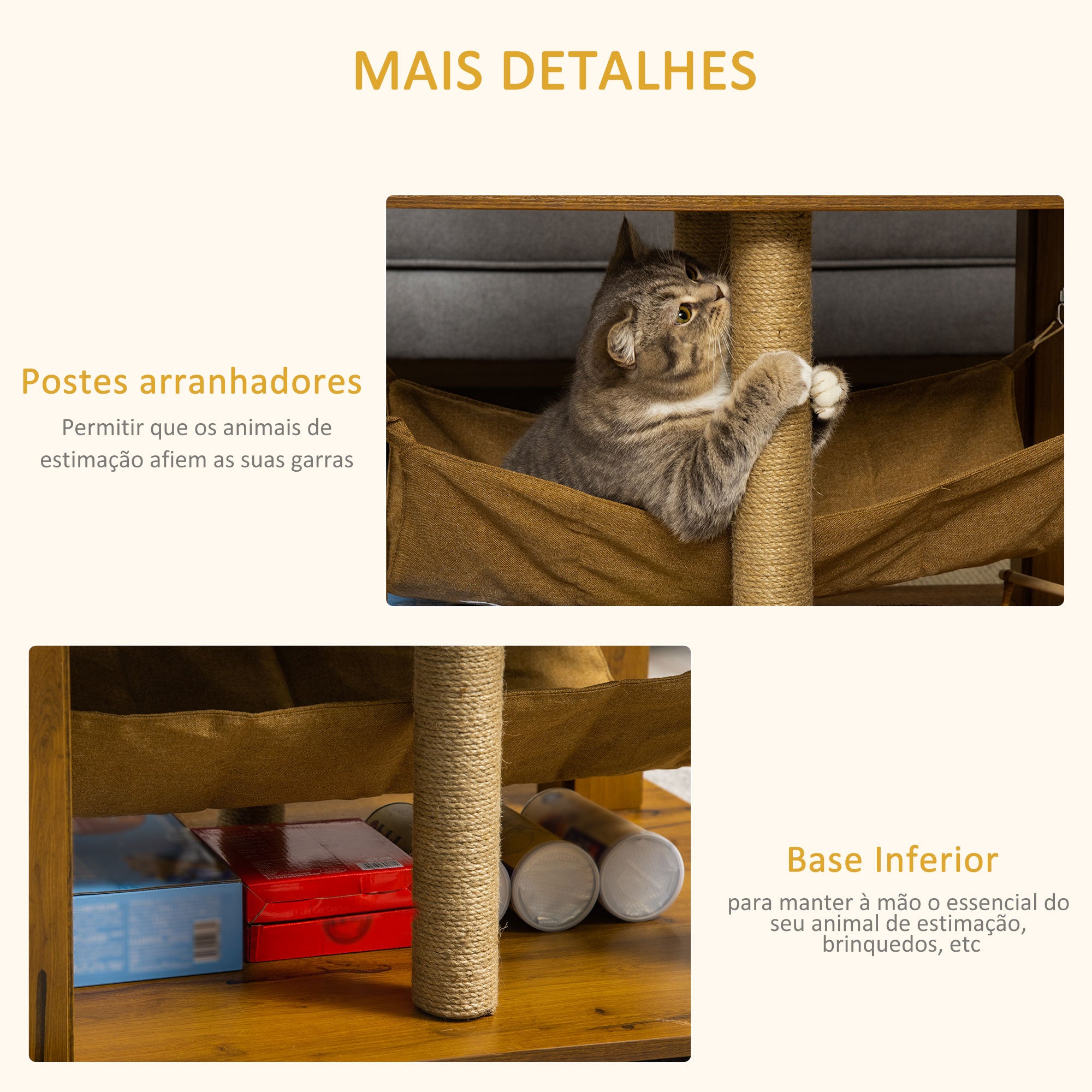Mesa Auxiliar Multifuncional 79x59x45.5 cm - Castanho Rústico