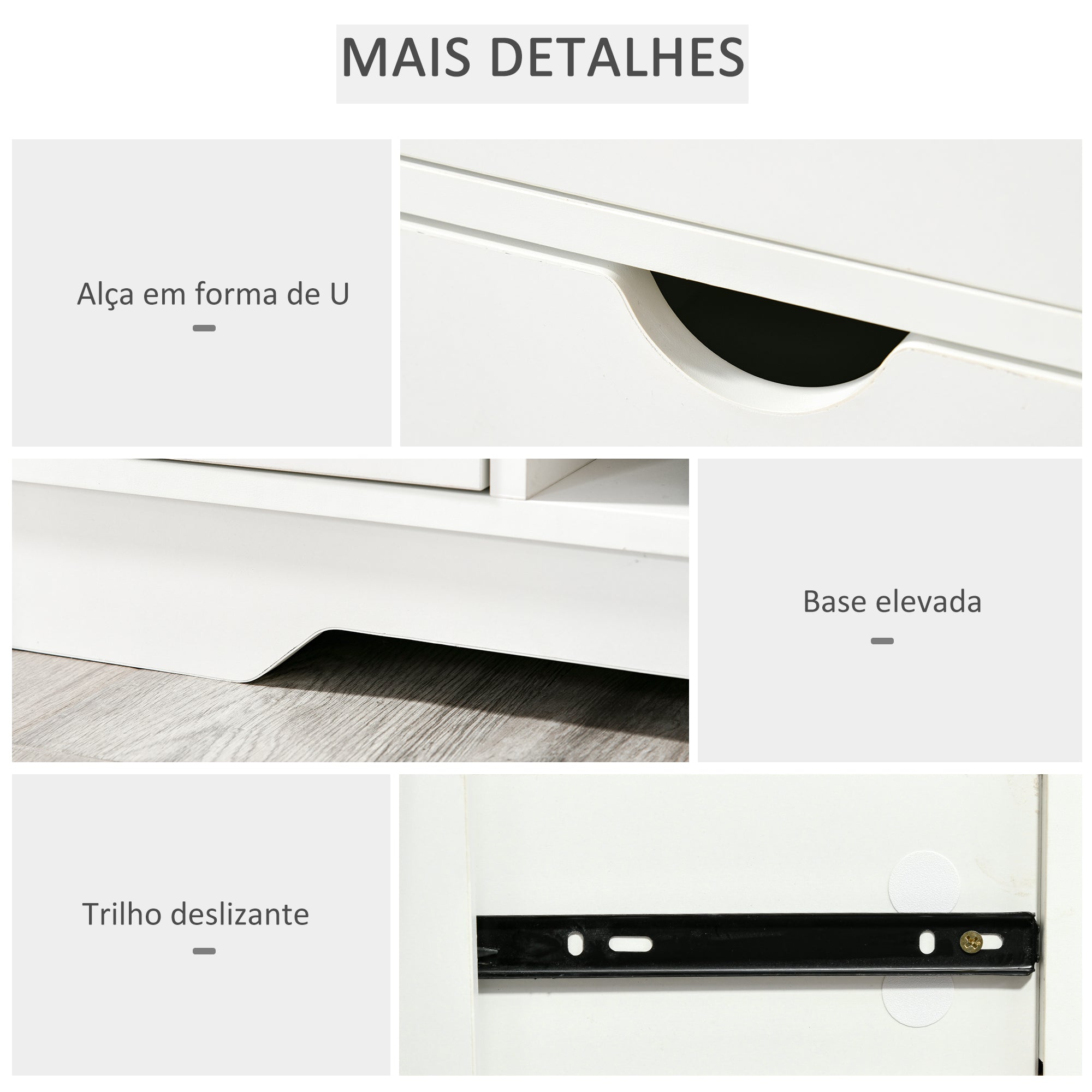 Banco Sapateira com Assento – 80,5x30,5x43,5 cm – Branco e Cinza – MDF