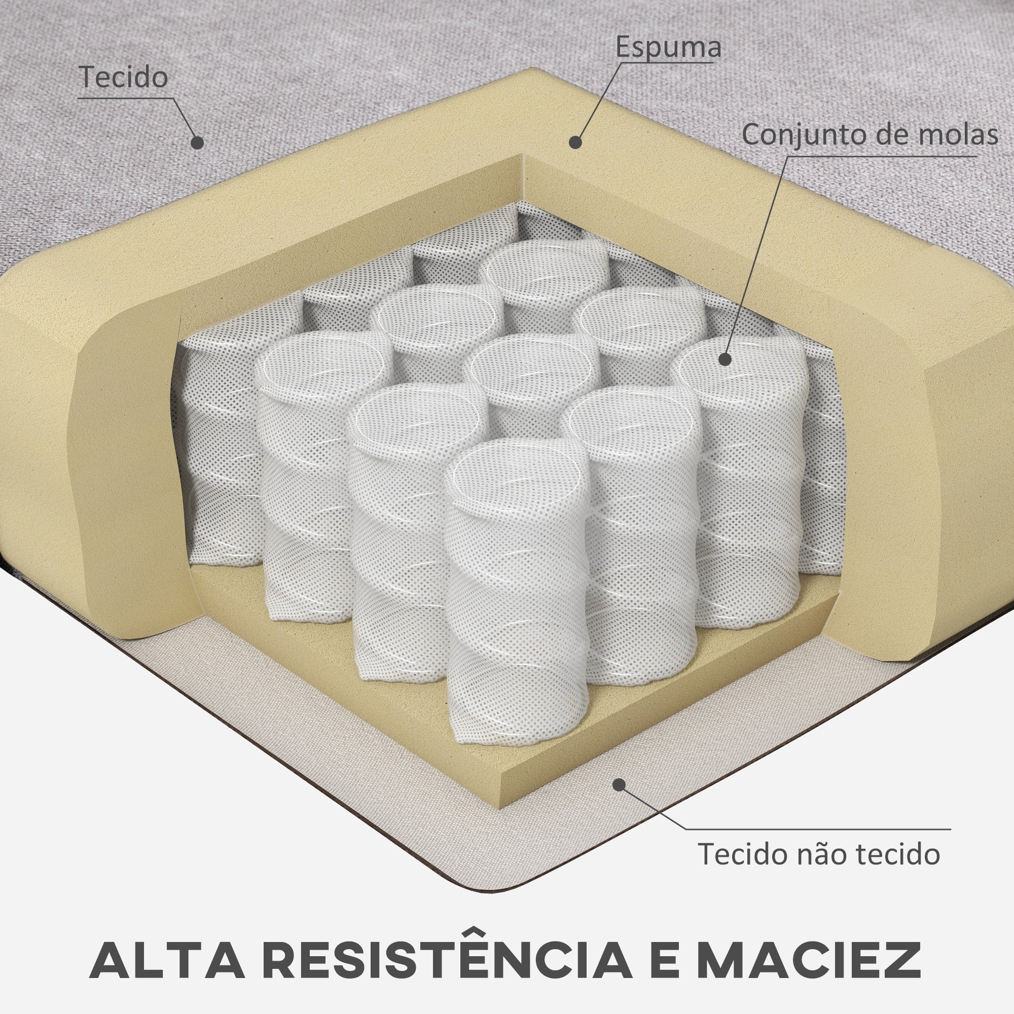 Poltrona Individual – 74x86x102 cm – Cinza – Tecido de poliéster, madeira de eucalipto