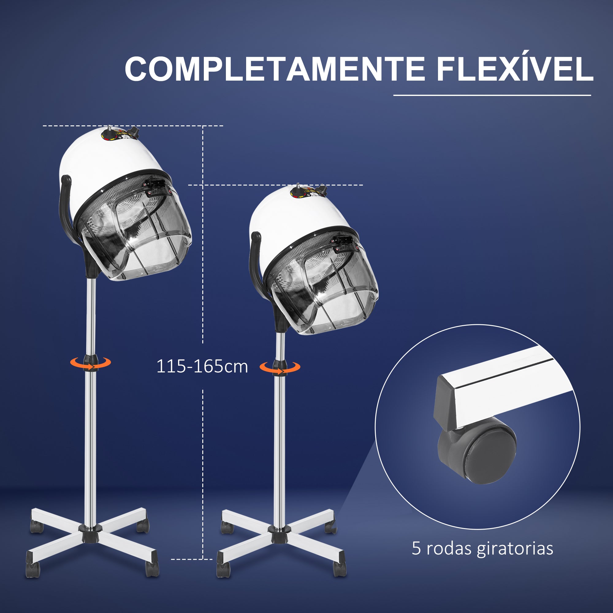 Secador de Cabelo Profissional Plateado 1180W - 65x65x(115-165) cm