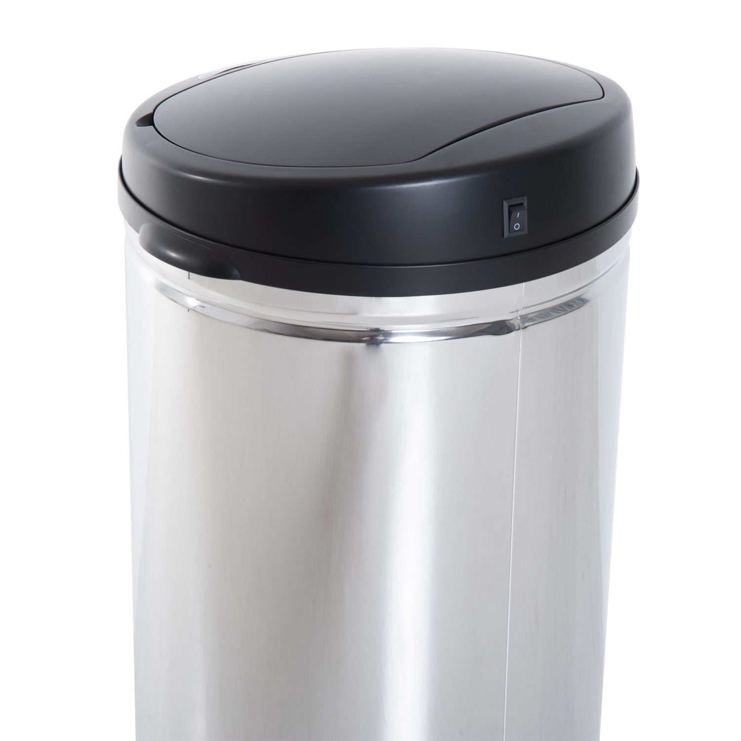 Balde de Lixo Inteligente de Aço Inoxidável 50L Ø30,5x81,5cm Prata e Preto