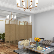 Biombo de 6 Painéis – 240x170 cm – Cor de Madeira Natural – Bambu e Madeira