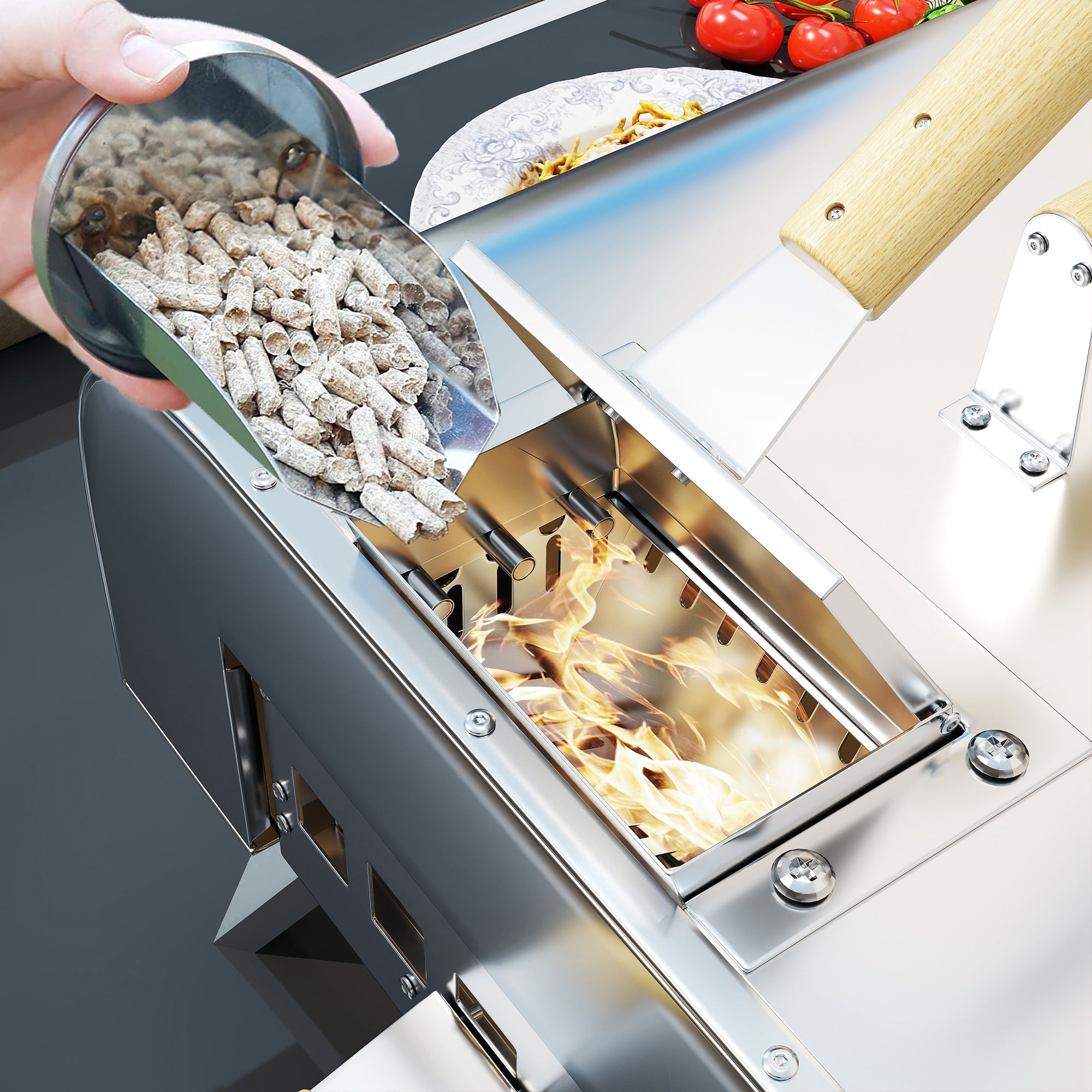 Mini Forno a Lenha para Pizza 79x36x75 cm - Prata