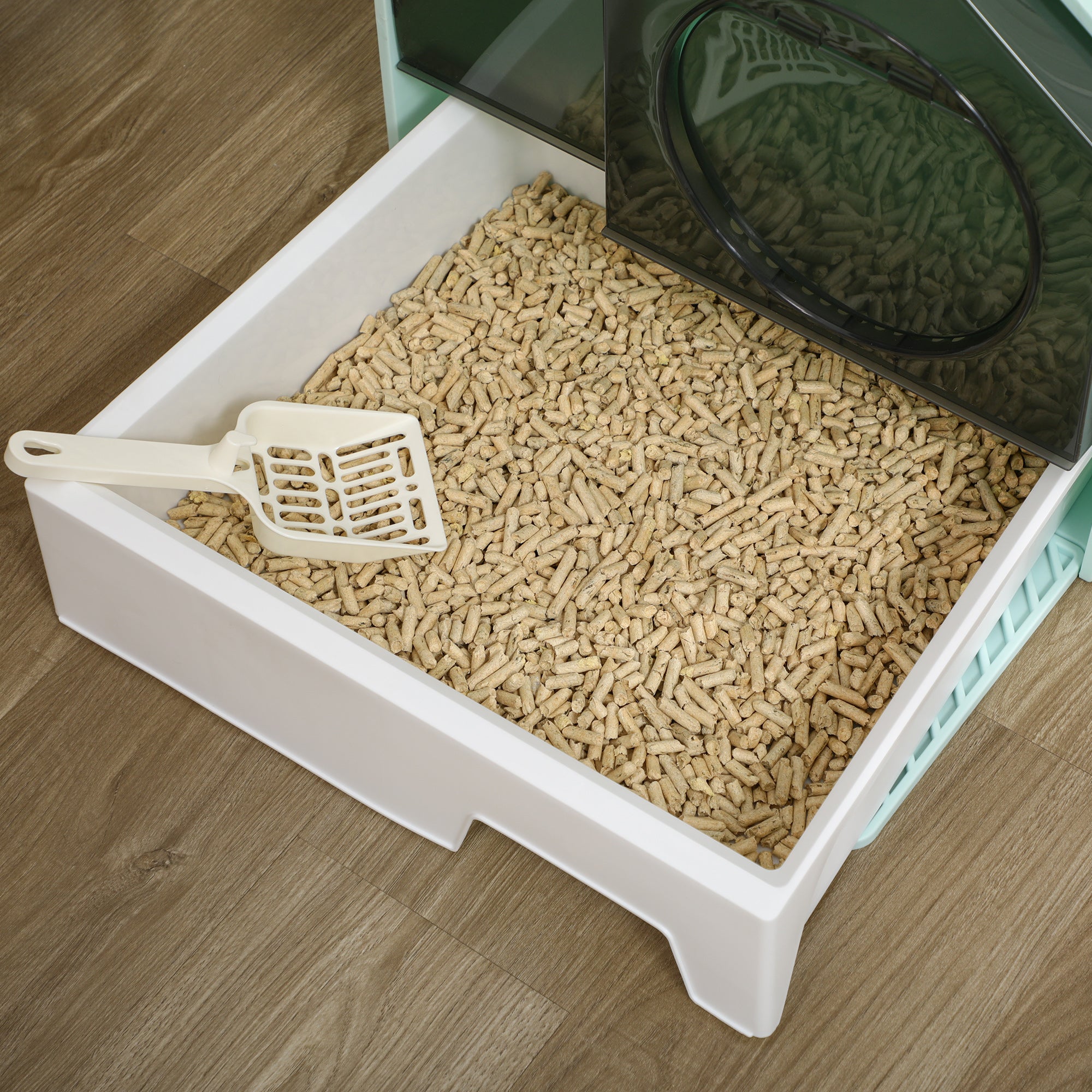 Caixa de Areia Fechada para Gatos – 47x45x42 cm – Azul Claro – Plástico PP