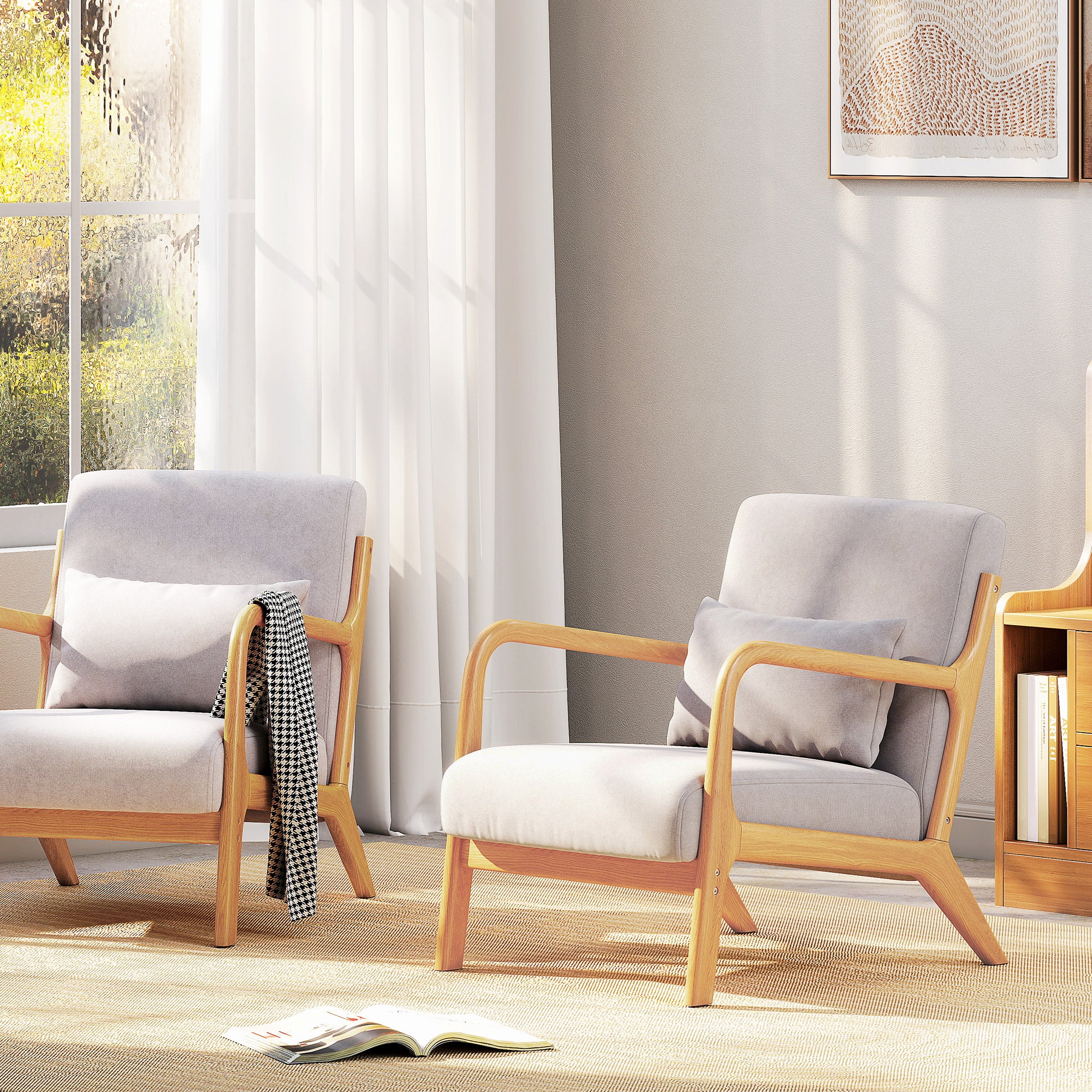 Poltrona Acolchoada – 61x78x76 cm – Cinzento – Veludo