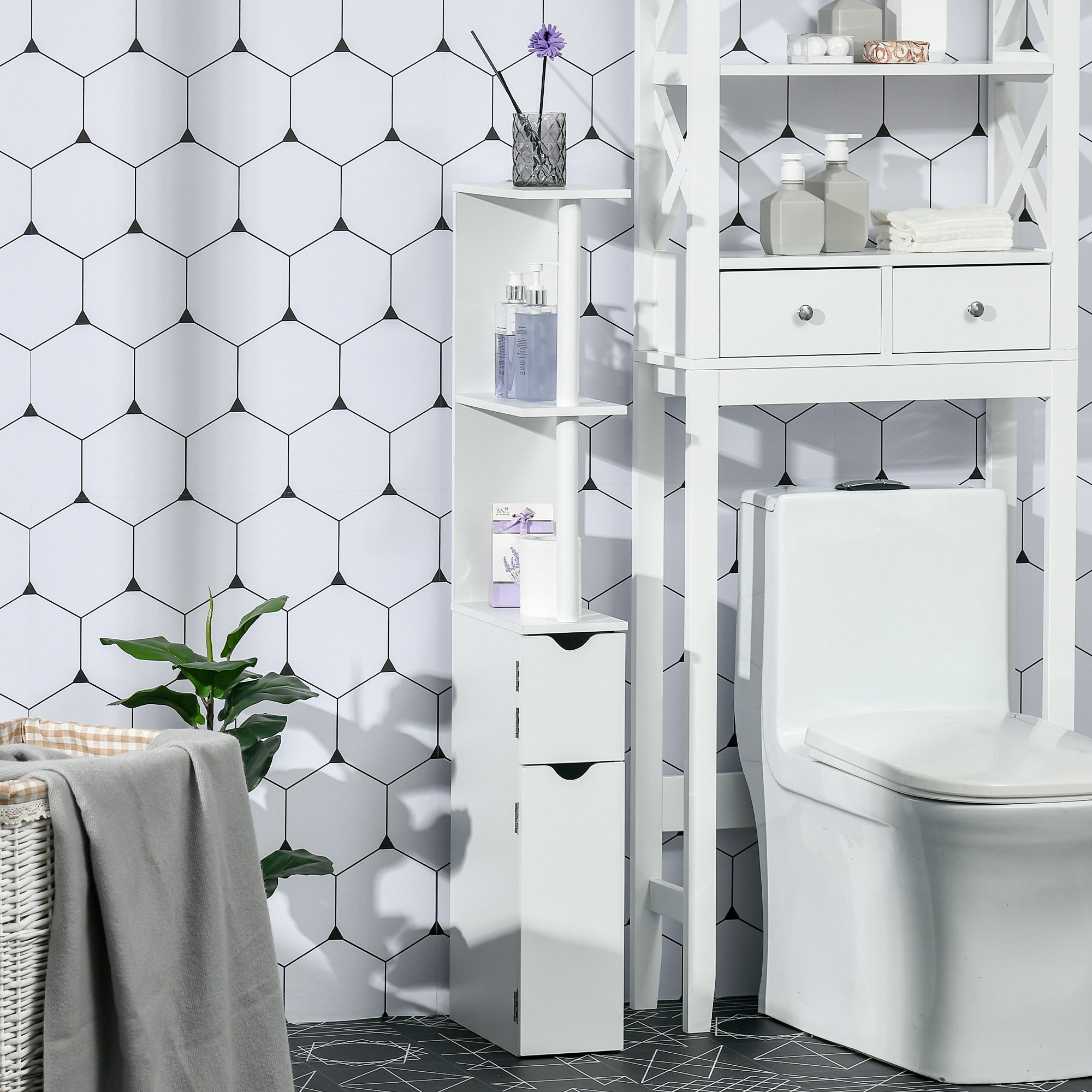 Coluna de Casa de Banho Alto – 15,2x29,8x118cm – Branco – MDF e Melamina