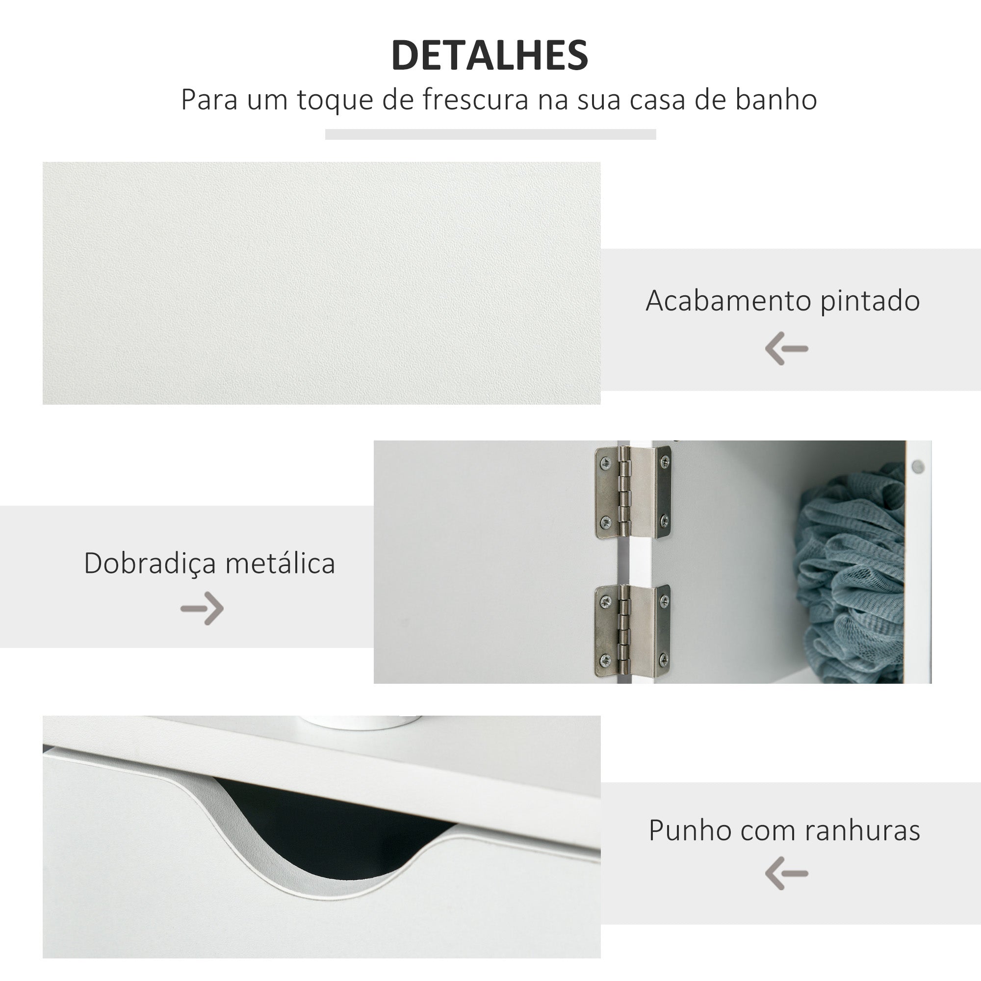 Coluna de Casa de Banho Alto – 15,2x29,8x118cm – Branco – MDF e Melamina