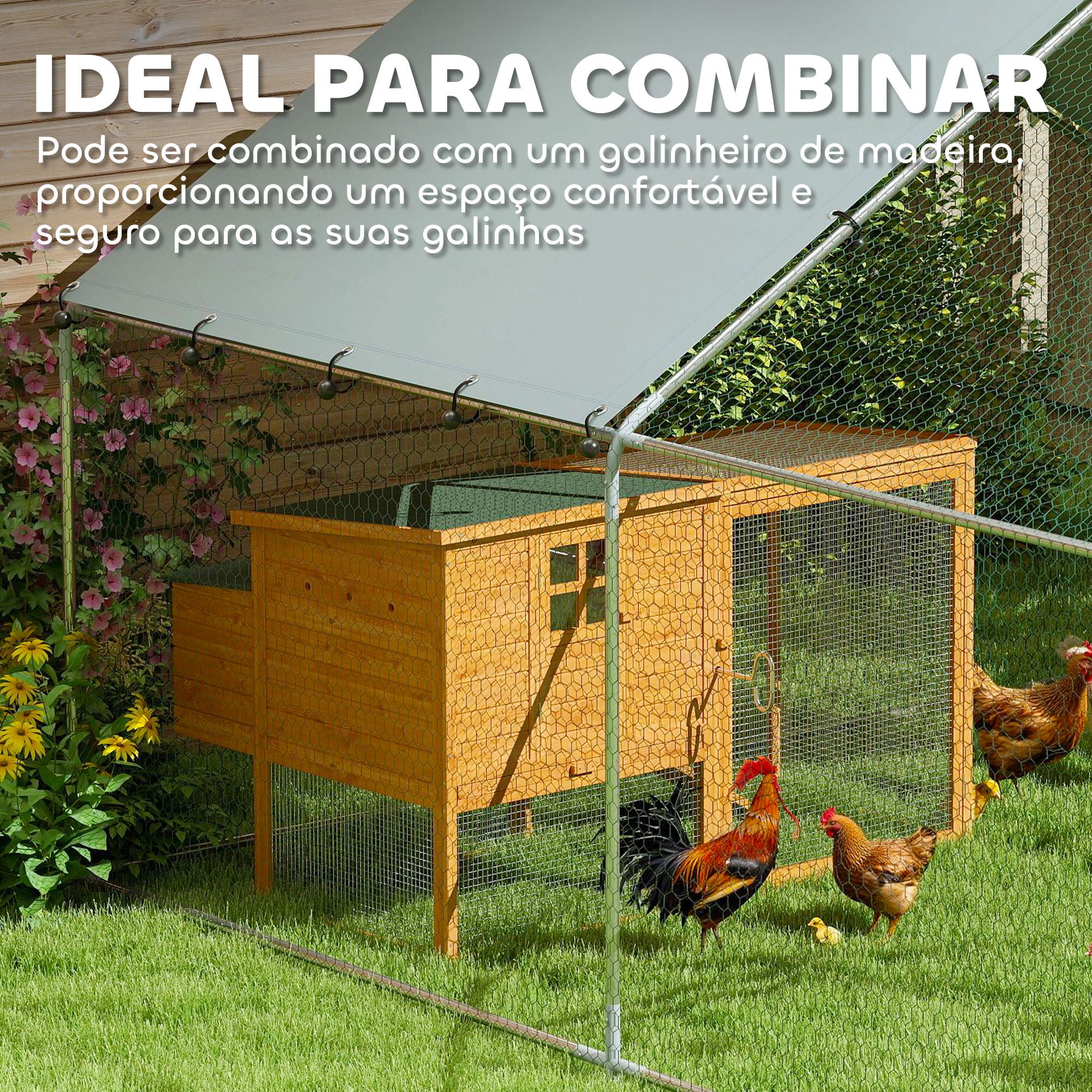 Galinheiro Exterior 300x340x190 cm - Prata