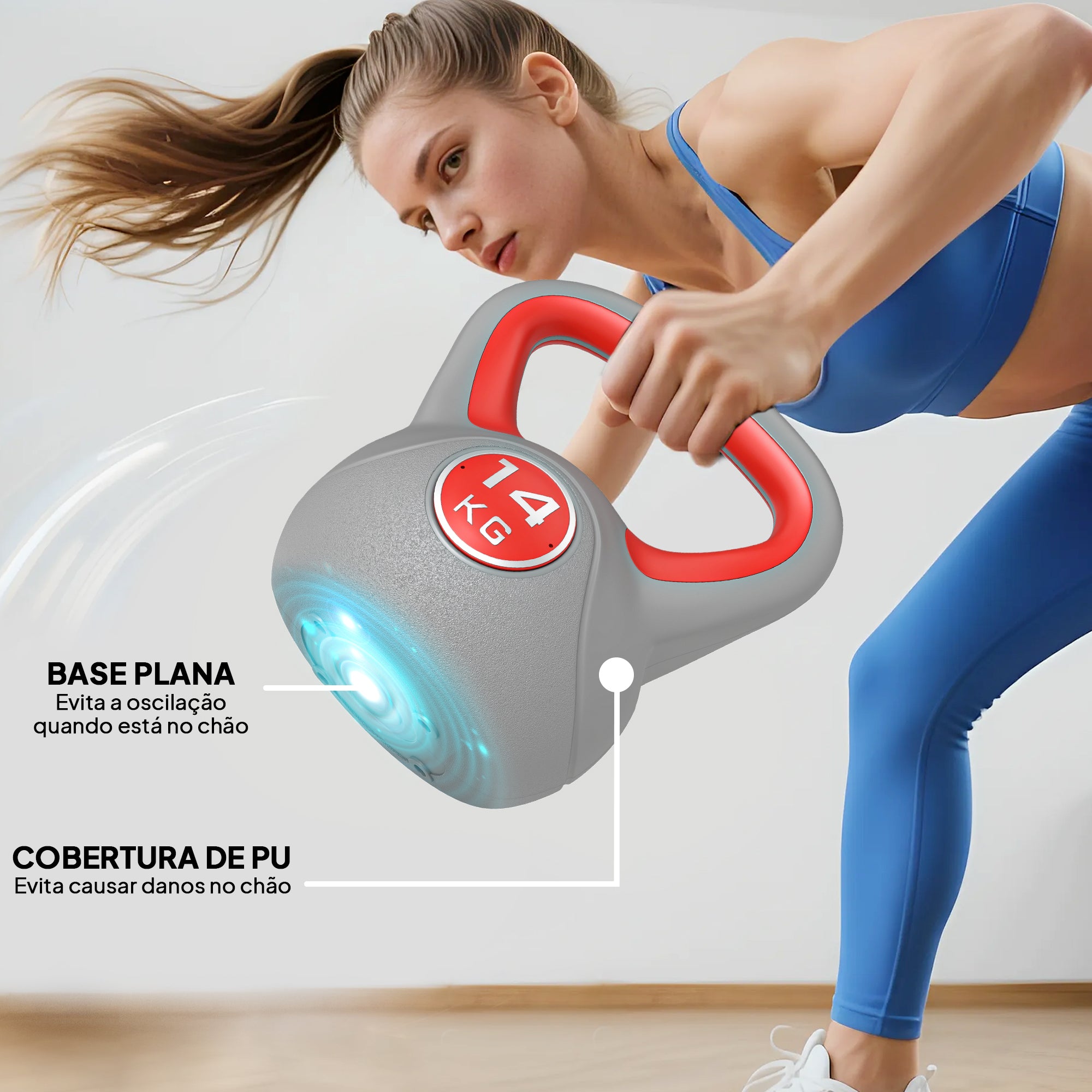 Kettlebell 14 kg Vermelho e Cinza 26x18x32 cm