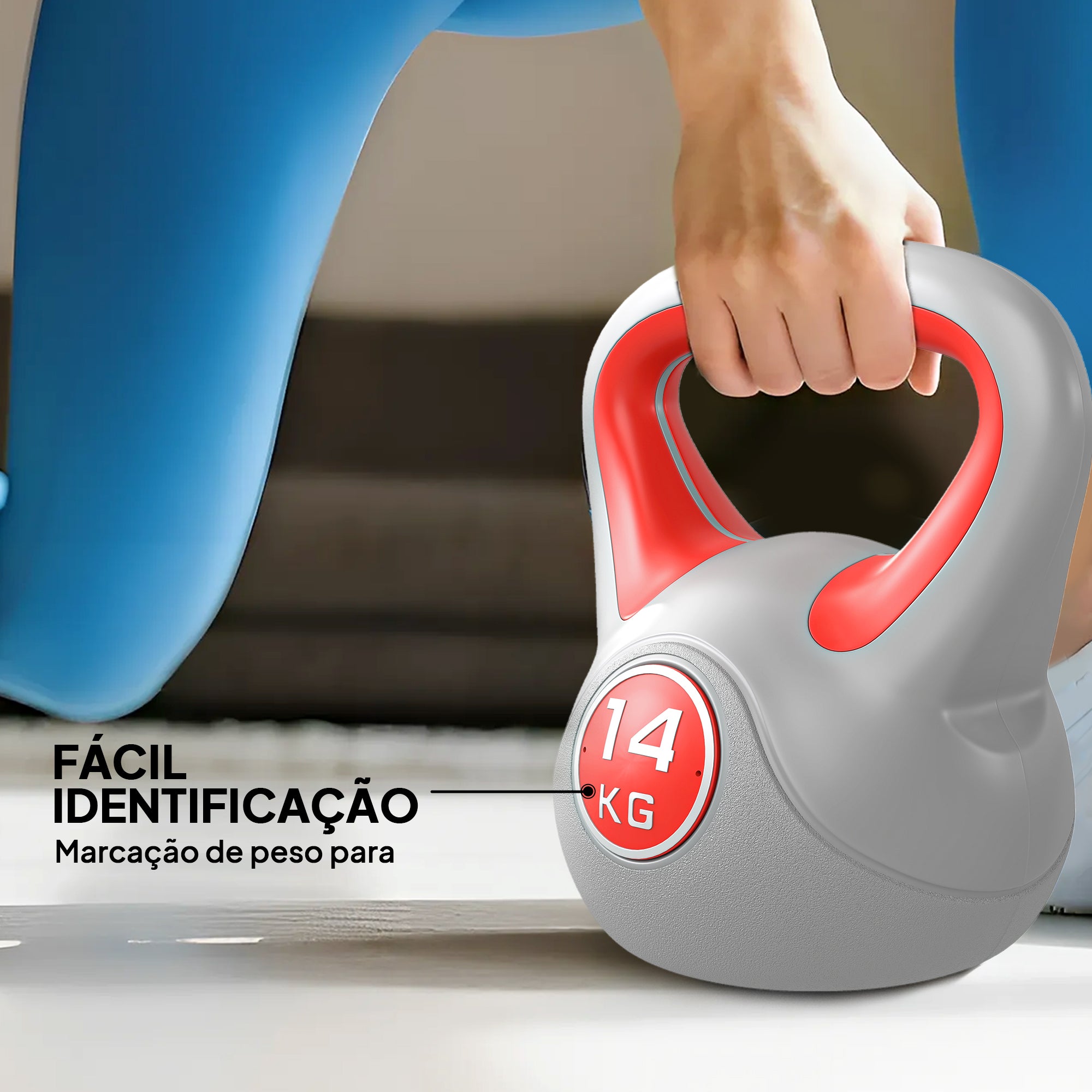 Kettlebell 14 kg Vermelho e Cinza 26x18x32 cm