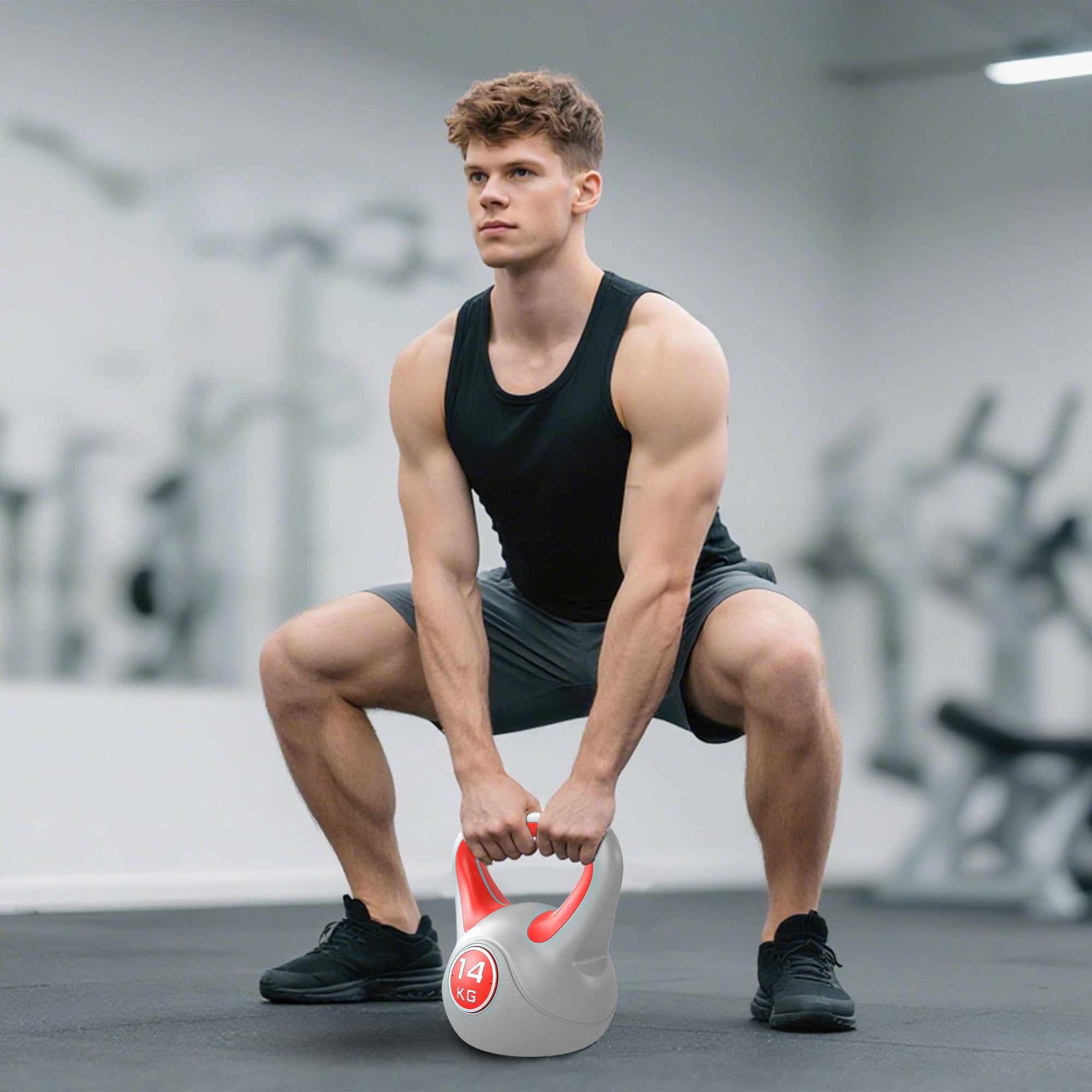 Kettlebell 14 kg Vermelho e Cinza 26x18x32 cm