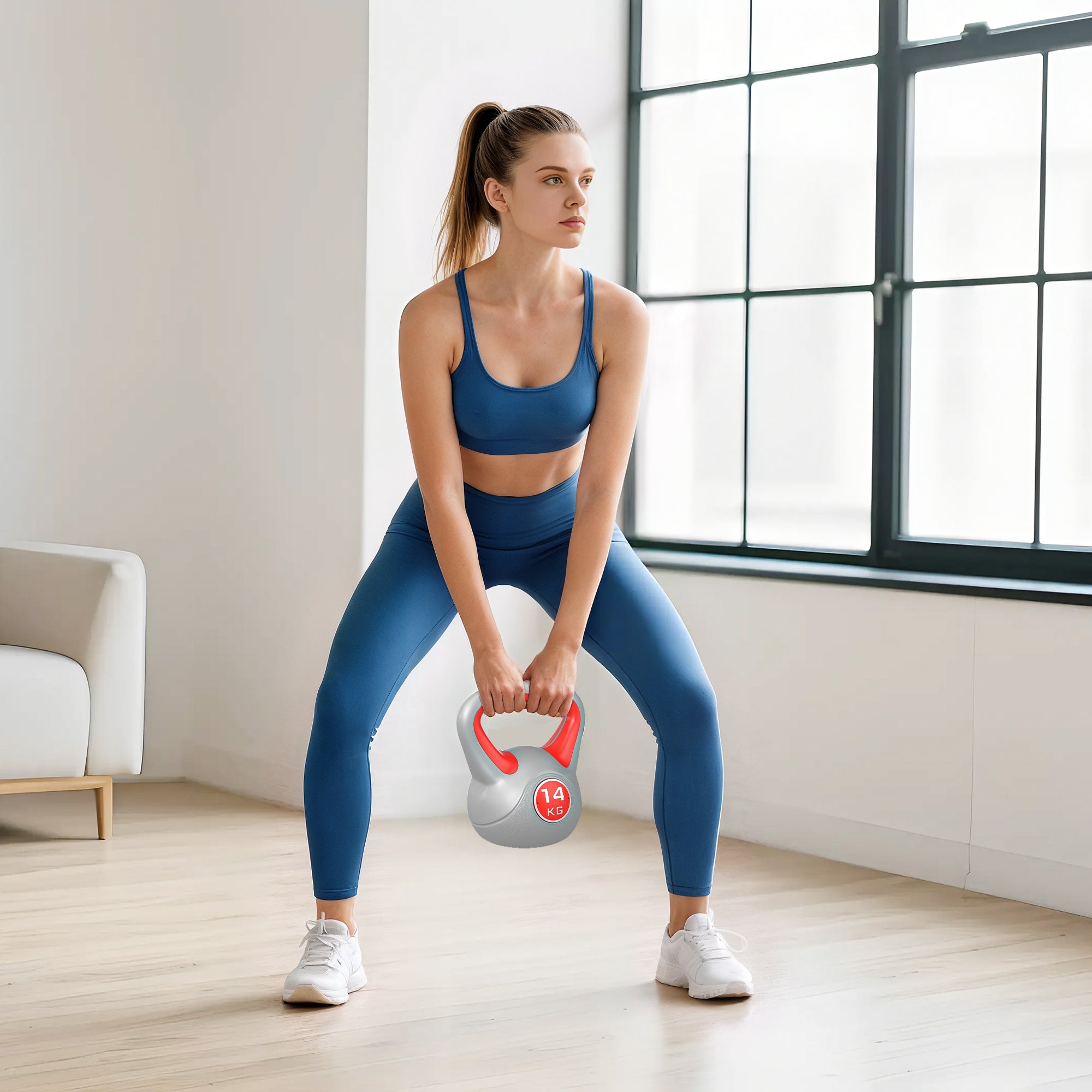 Kettlebell 14 kg Vermelho e Cinza 26x18x32 cm