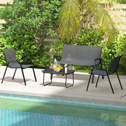 Conjunto de Jardim Exterior 4 Peças Preto 113x66x79 cm