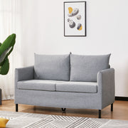 Sofá 2 Lugares Estofado em Linho Sintético 130x67x76.5cm - Cinza Claro