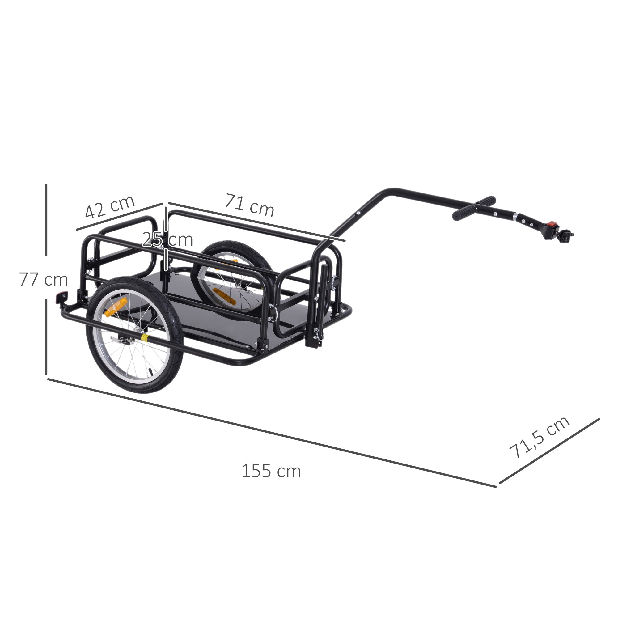 Reboque de Carga para Bicicleta 155x71,5x77 cm - Preto