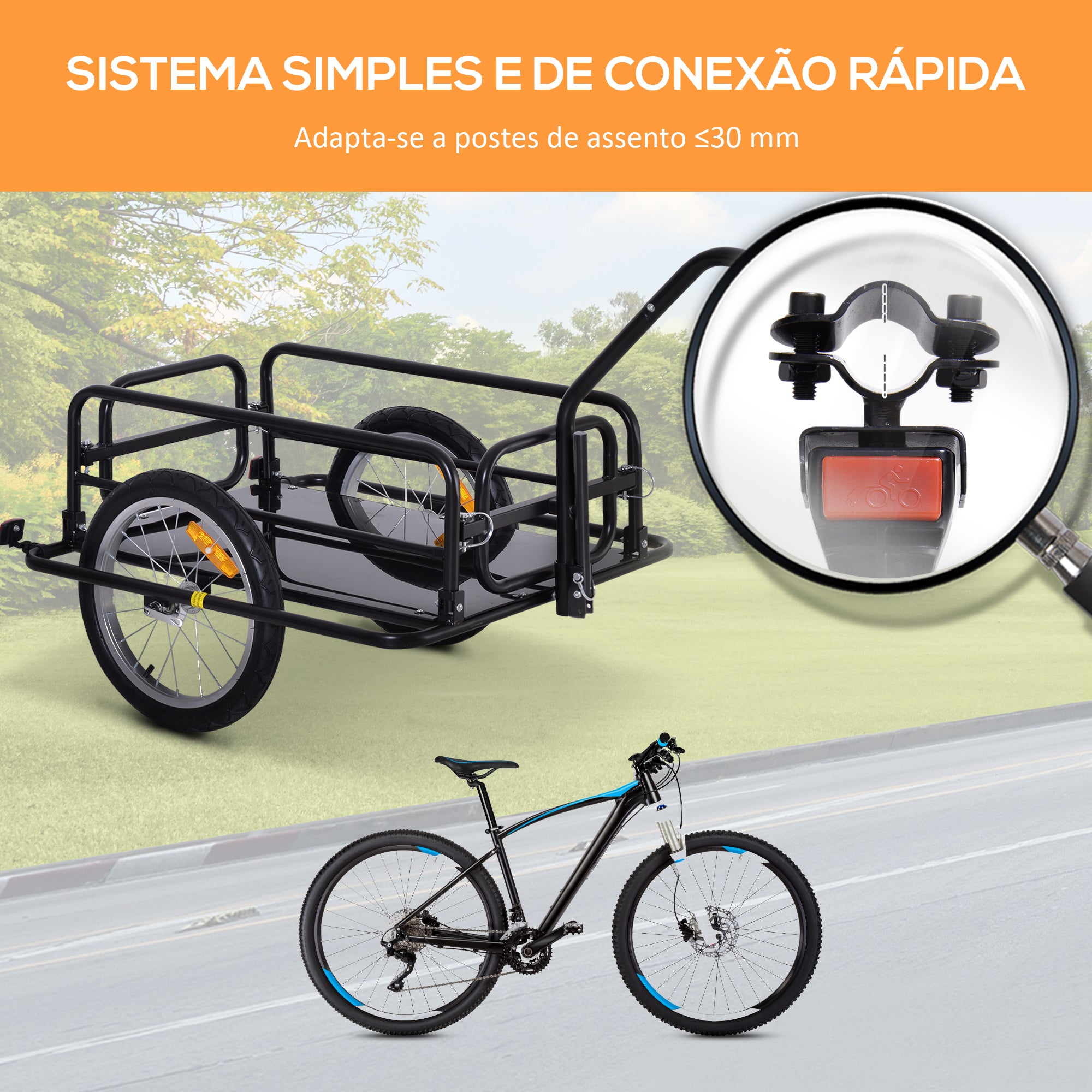 Reboque de Carga para Bicicleta 155x71,5x77 cm - Preto