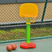 Tabela de Basquetebol Infantil Altura Ajustável 52.5x44x160cm Amarelo Verde Vermelho