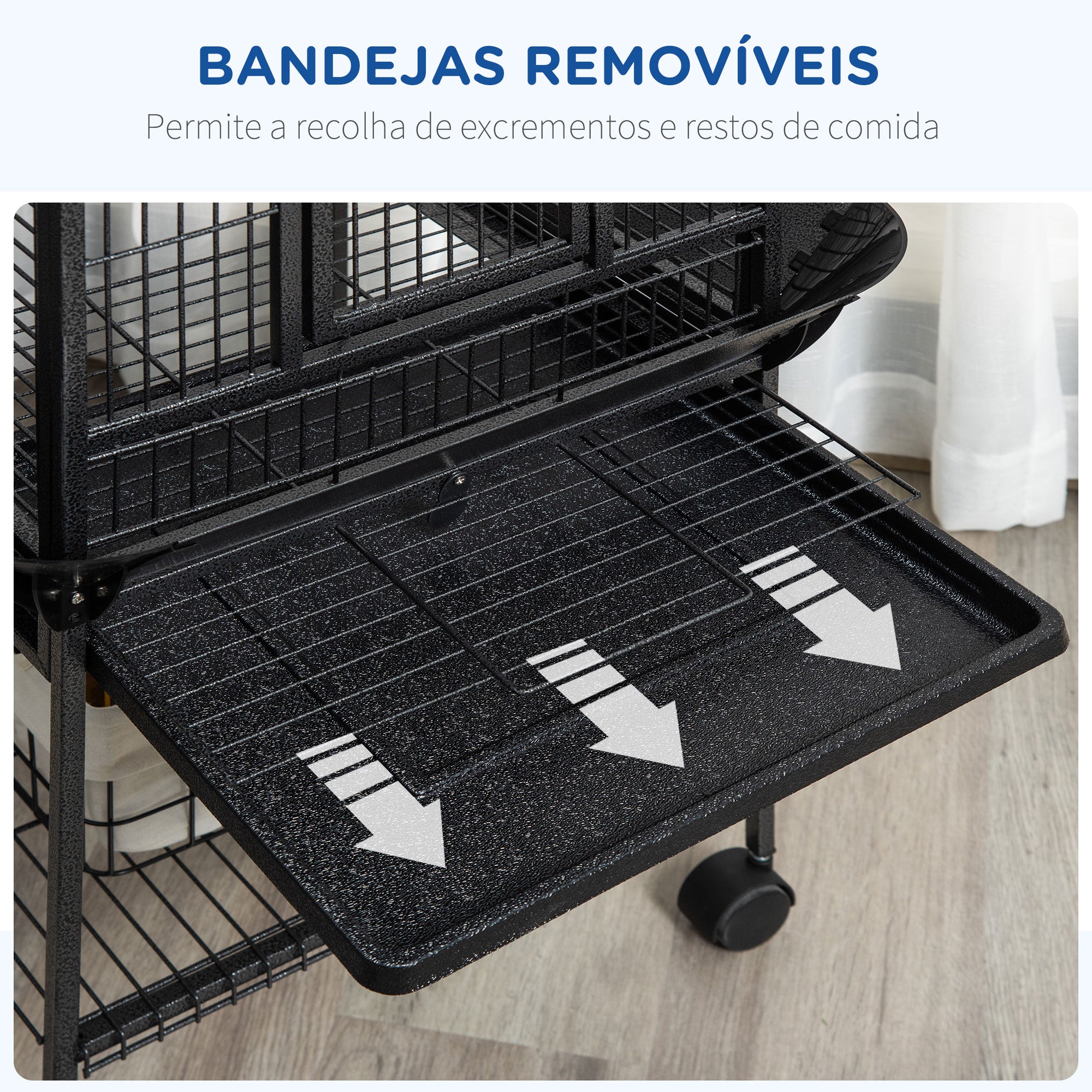 Gaiola para Pássaros – 64x64x155 cm – Cinzento – Aço