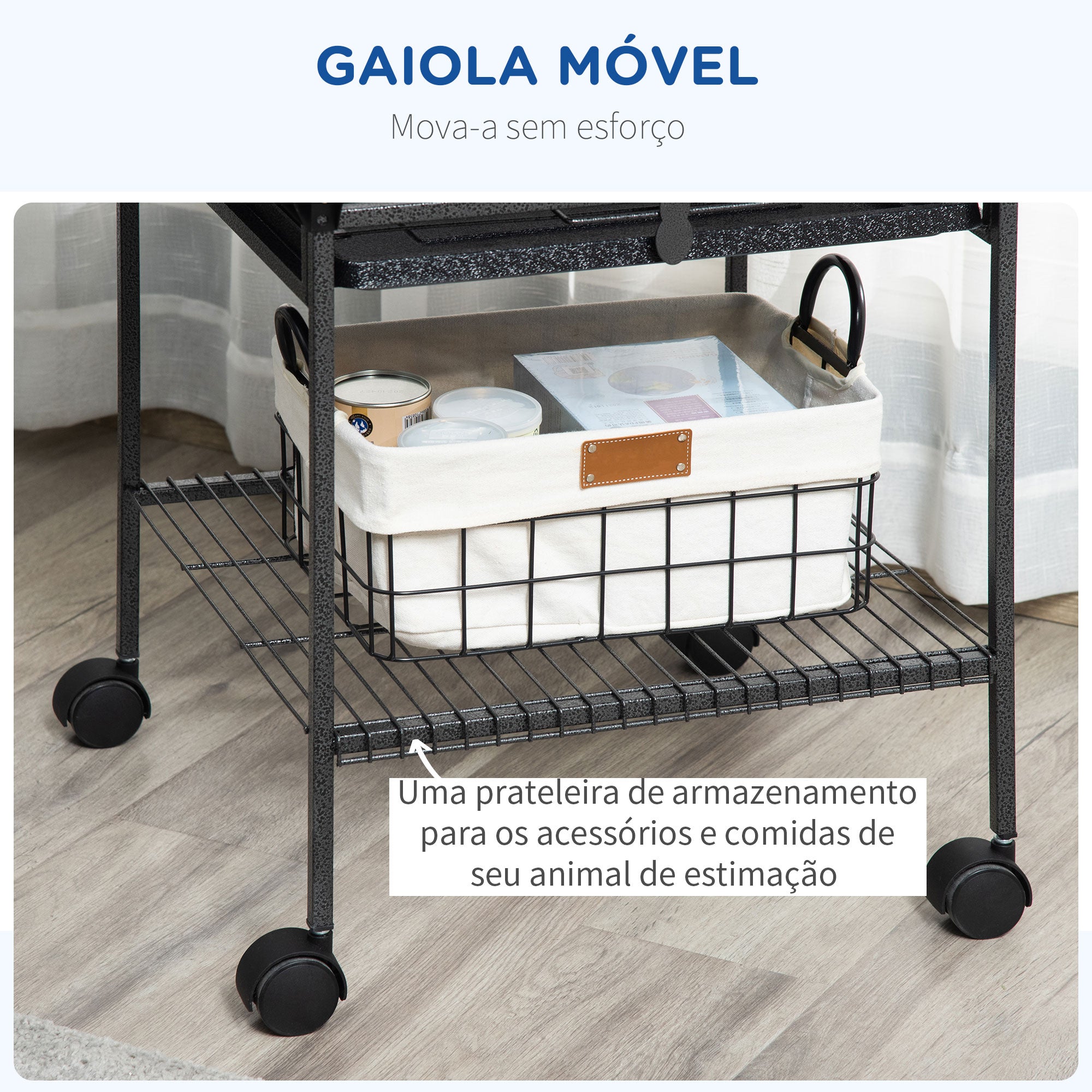 Gaiola para Pássaros – 64x64x155 cm – Cinzento – Aço
