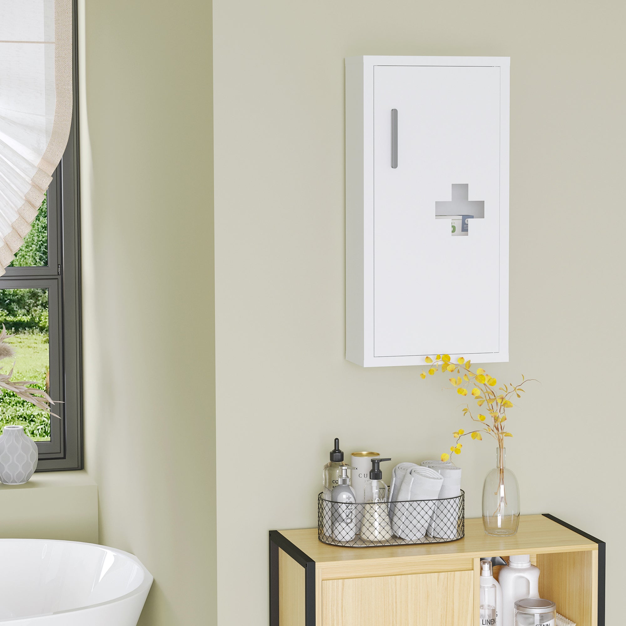 Armário de Parede para Medicamentos – 30x12x60 cm – Branco – aço laminado a frio