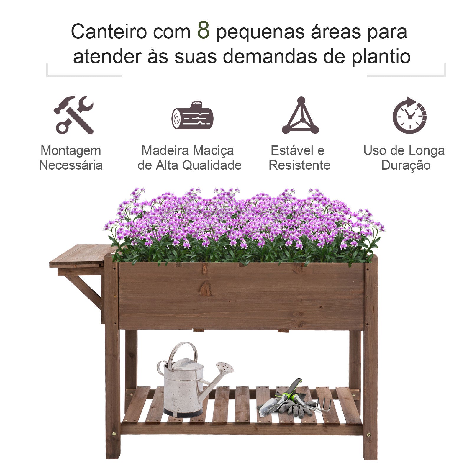 Horta Vertical de Madeira Maciça Marrom 123x54x74 cm