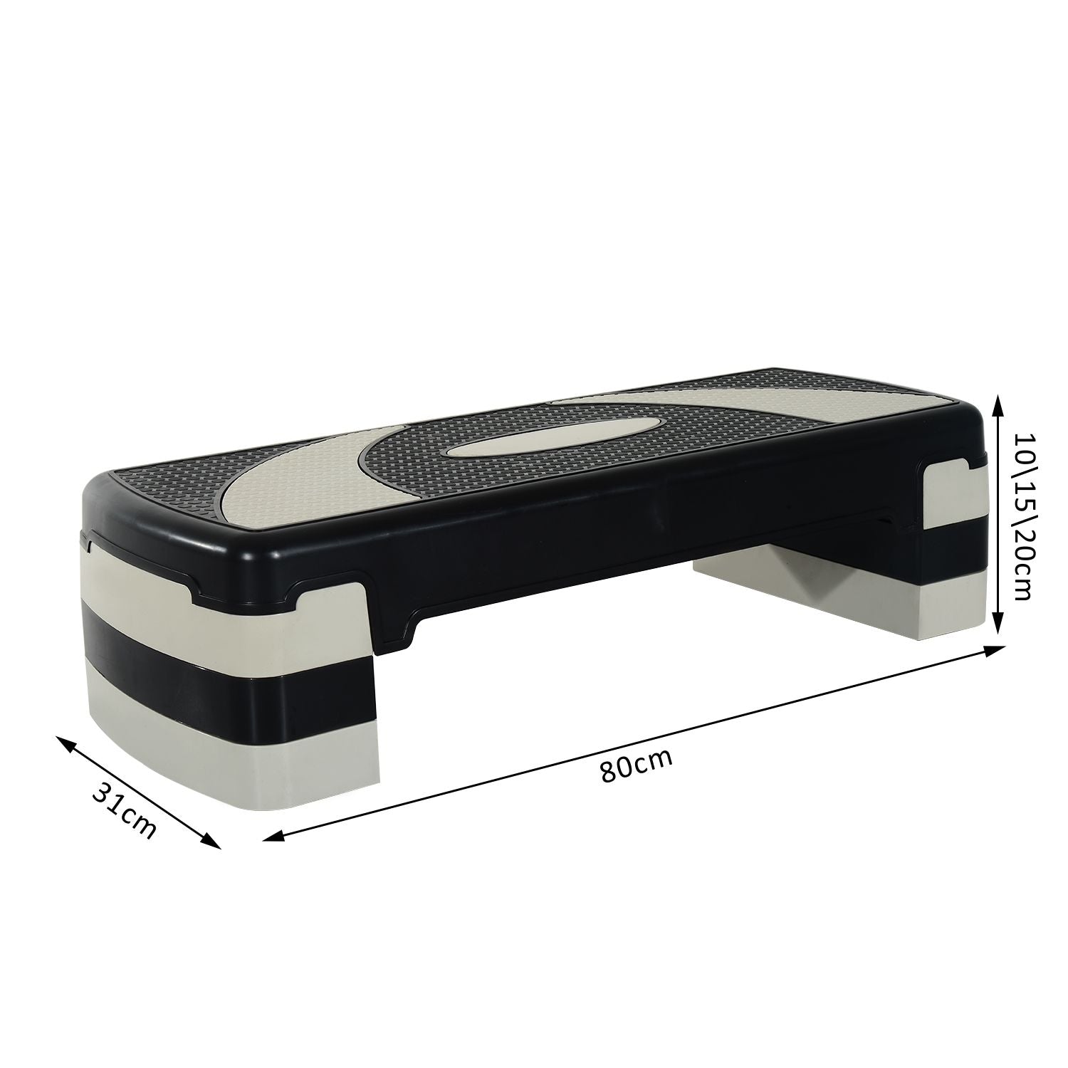 Step Aeróbico Plataforma Step Preto e Cinza 80x31x10-20cm