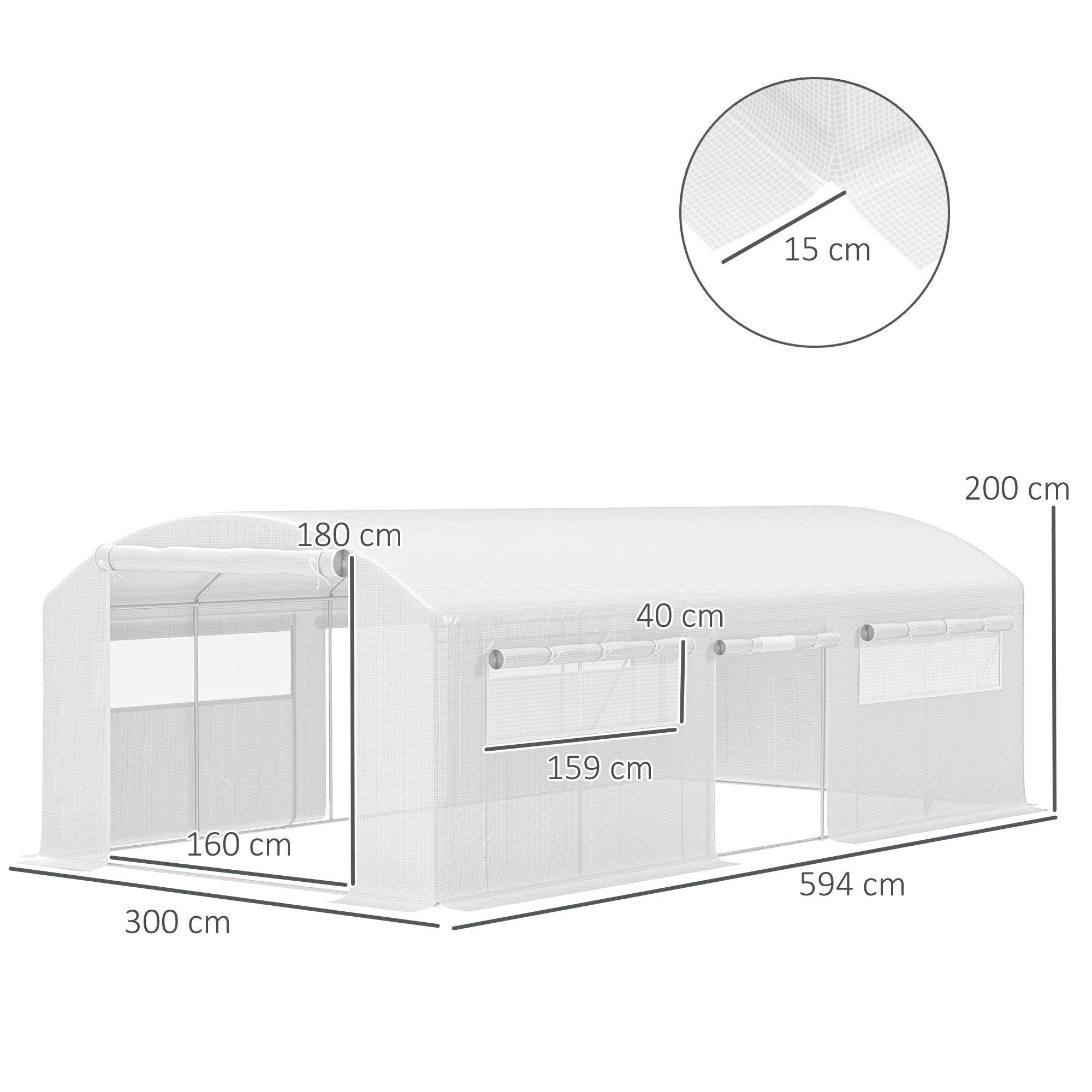 Estufa Tipo Túnel – 594x300x200 cm – Branco – PE