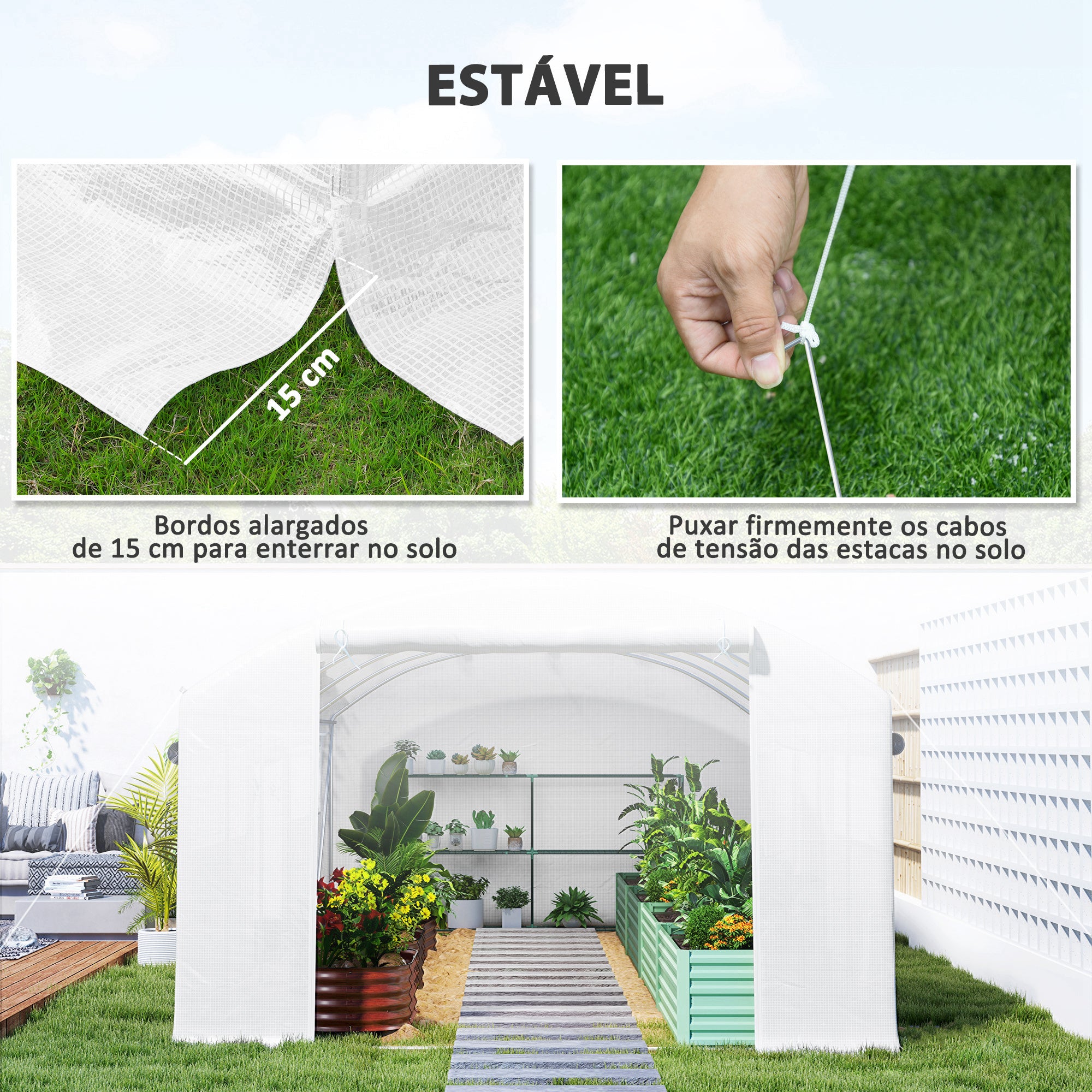 Estufa Tipo Túnel – 594x300x200 cm – Branco – PE
