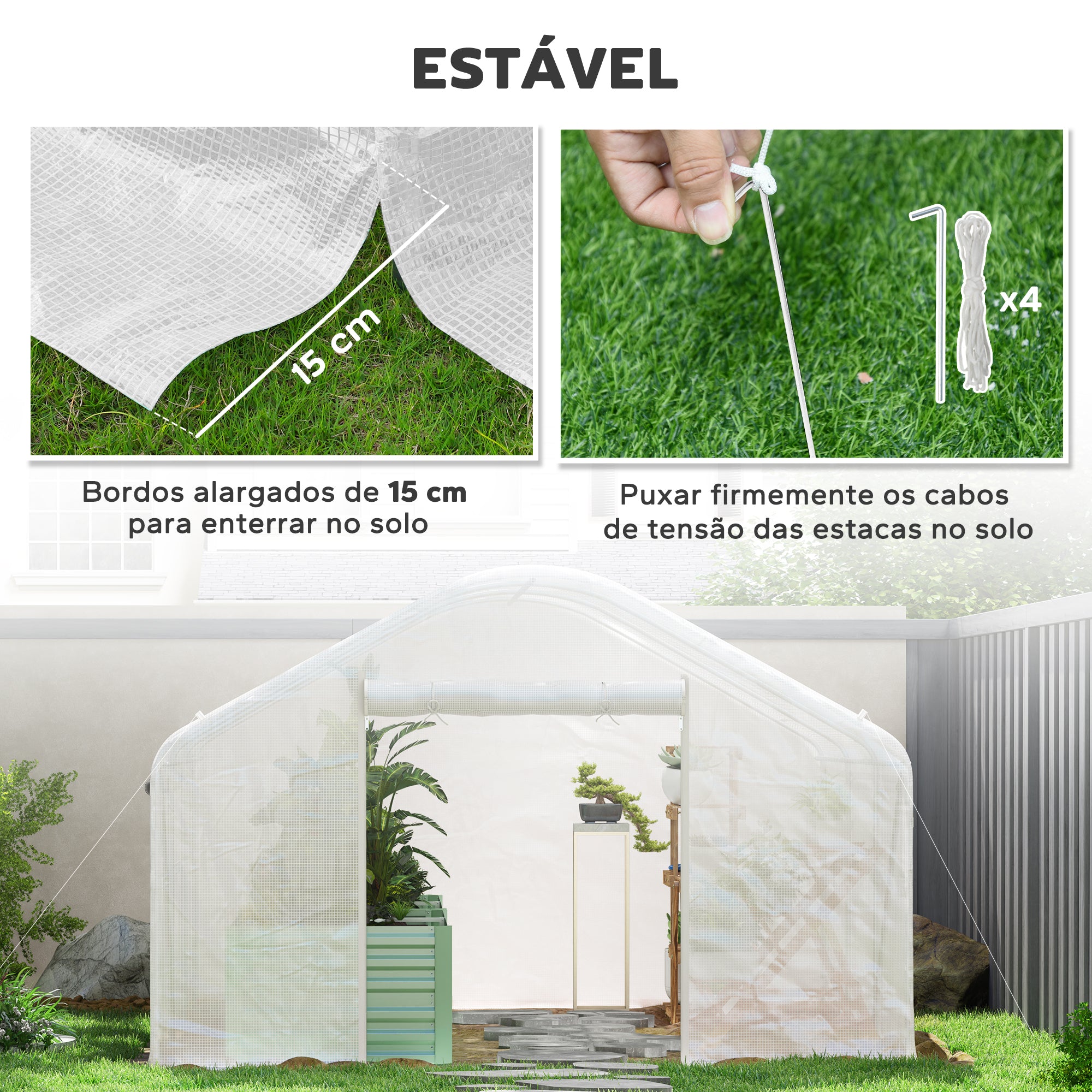 Estufa tipo túnel – 395x300x197 cm – Cor Branco – PE e aço galvanizado