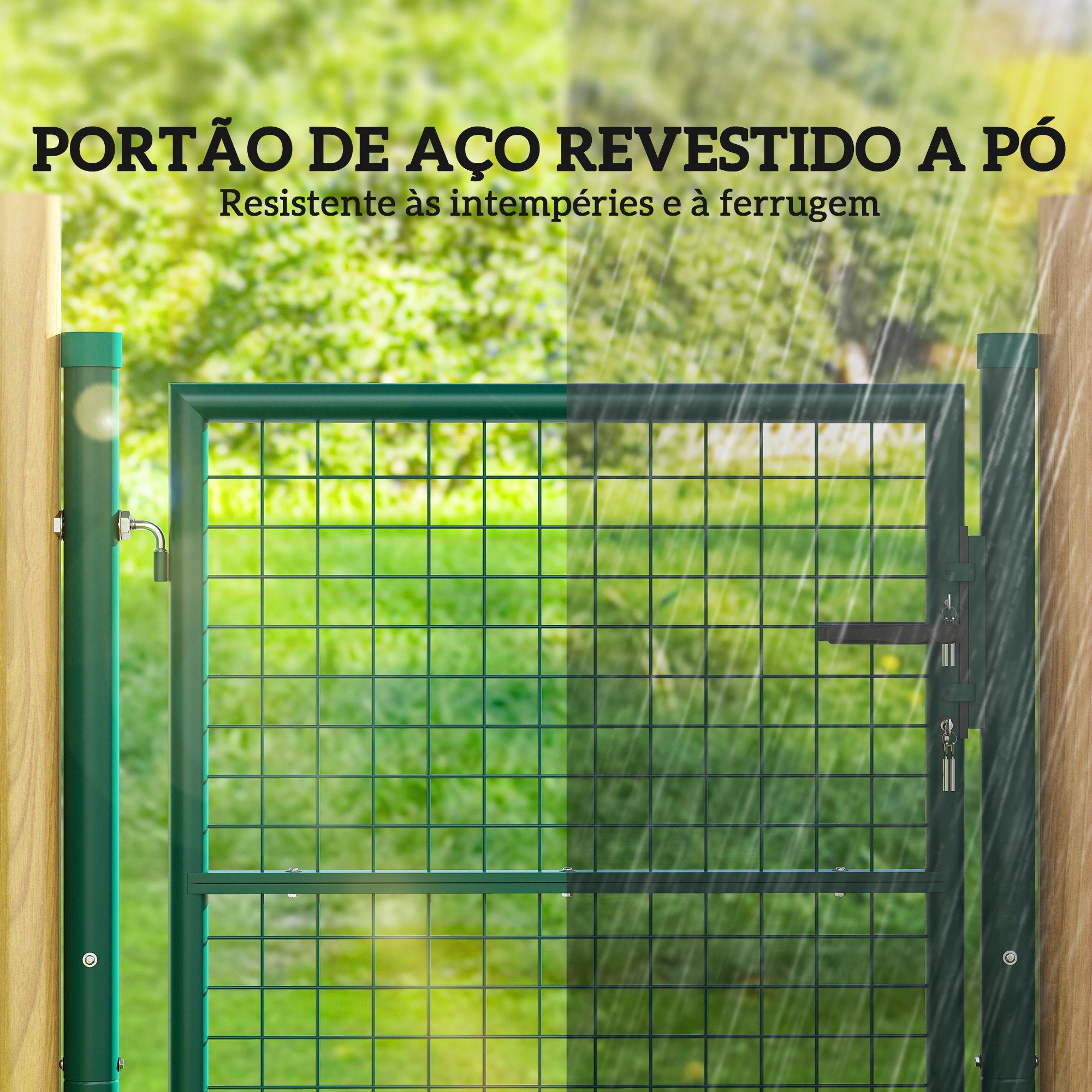 Porta de Jardim Verde 97x150 cm - Barra de Aço com Fechadura