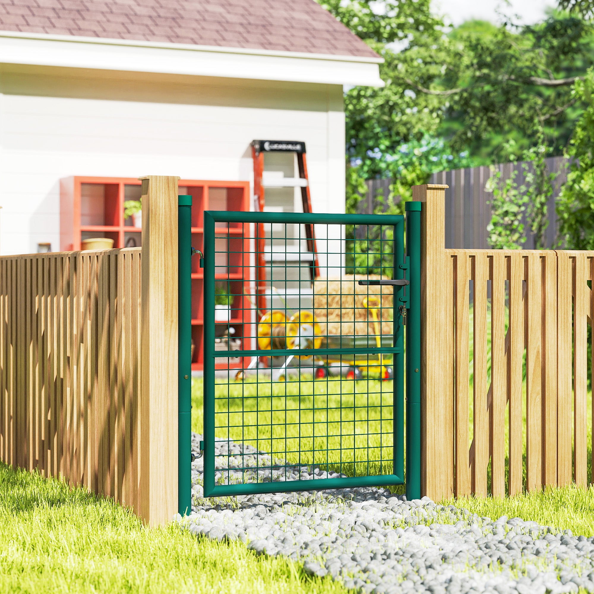 Porta de Jardim Verde 97x150 cm - Barra de Aço com Fechadura