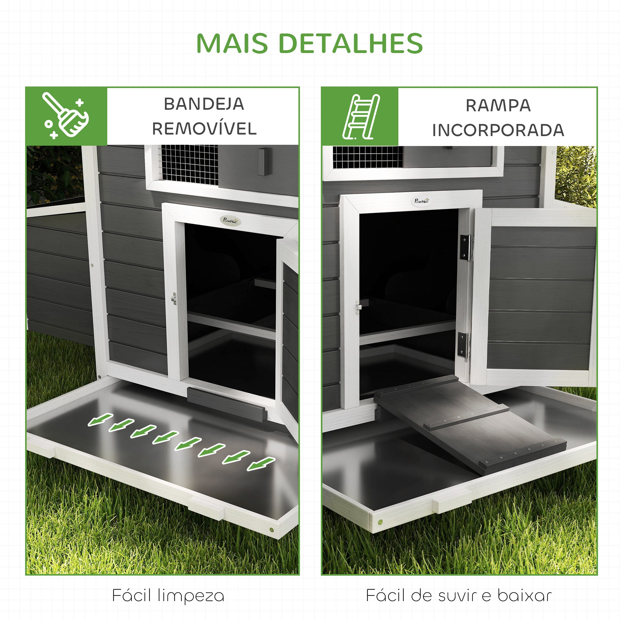Galinheiro Exterior em Madeira – 150x100x96,5 cm – Cinzento